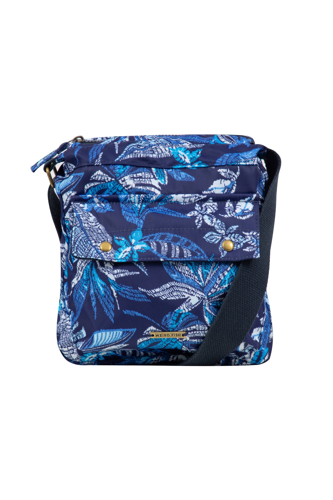 Weird Fish Kait Printed Cross Body Bag Blue Indigo