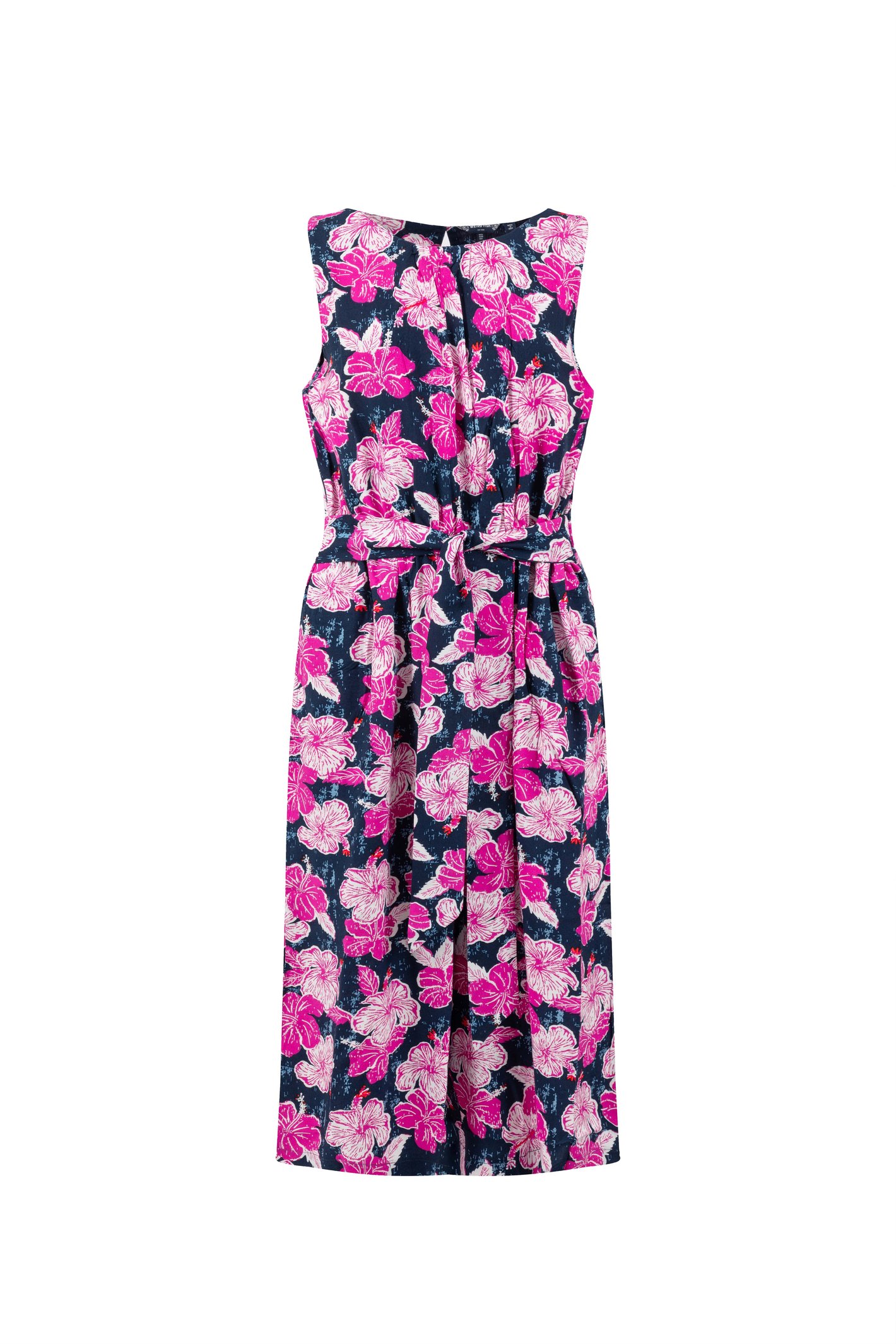 Weird Fish Nalani Printed Viscose Jumpsuit Fuchsia Punch