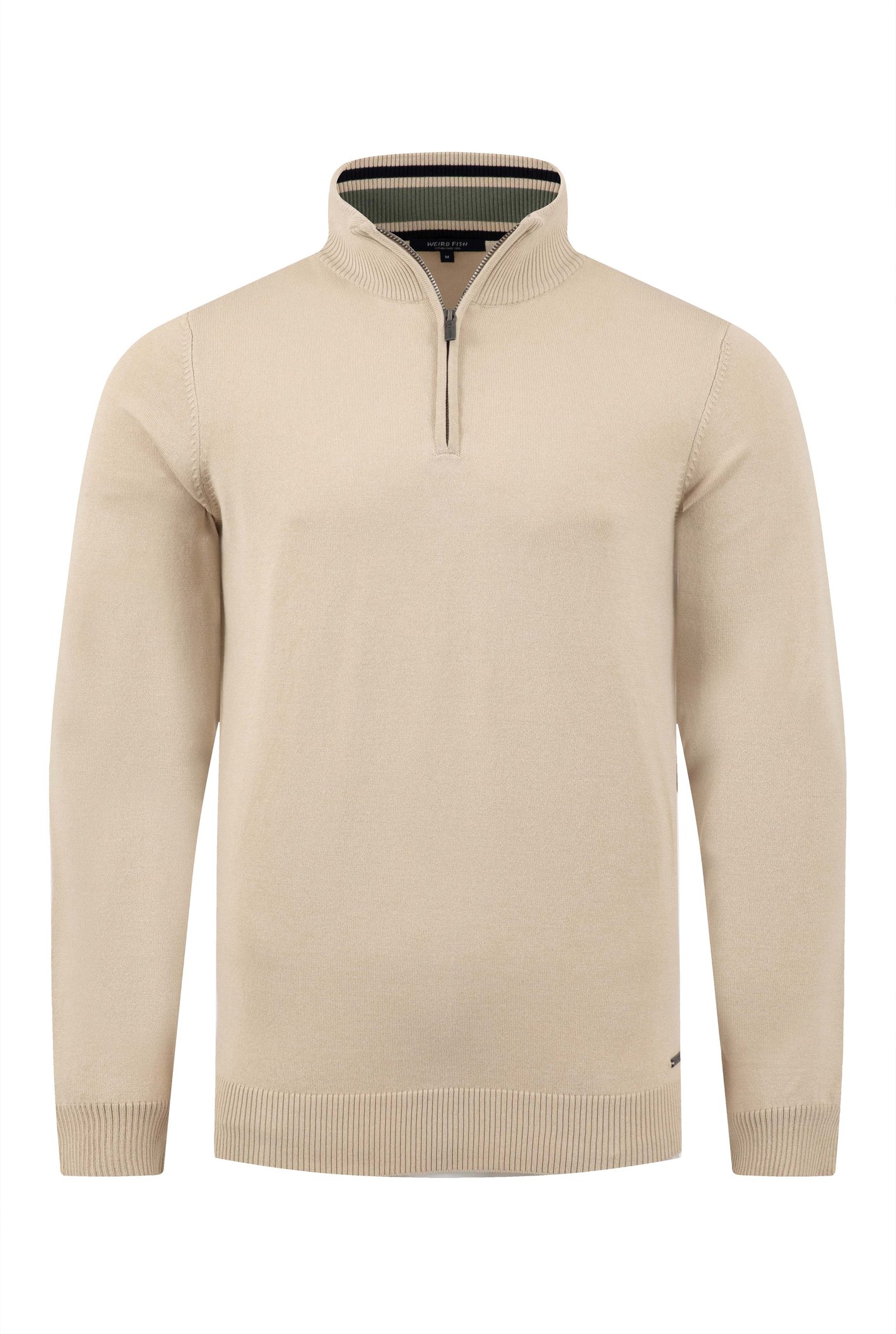 Weird Fish Blaine Fine Knit 1/4 Zip Jumper Oyster