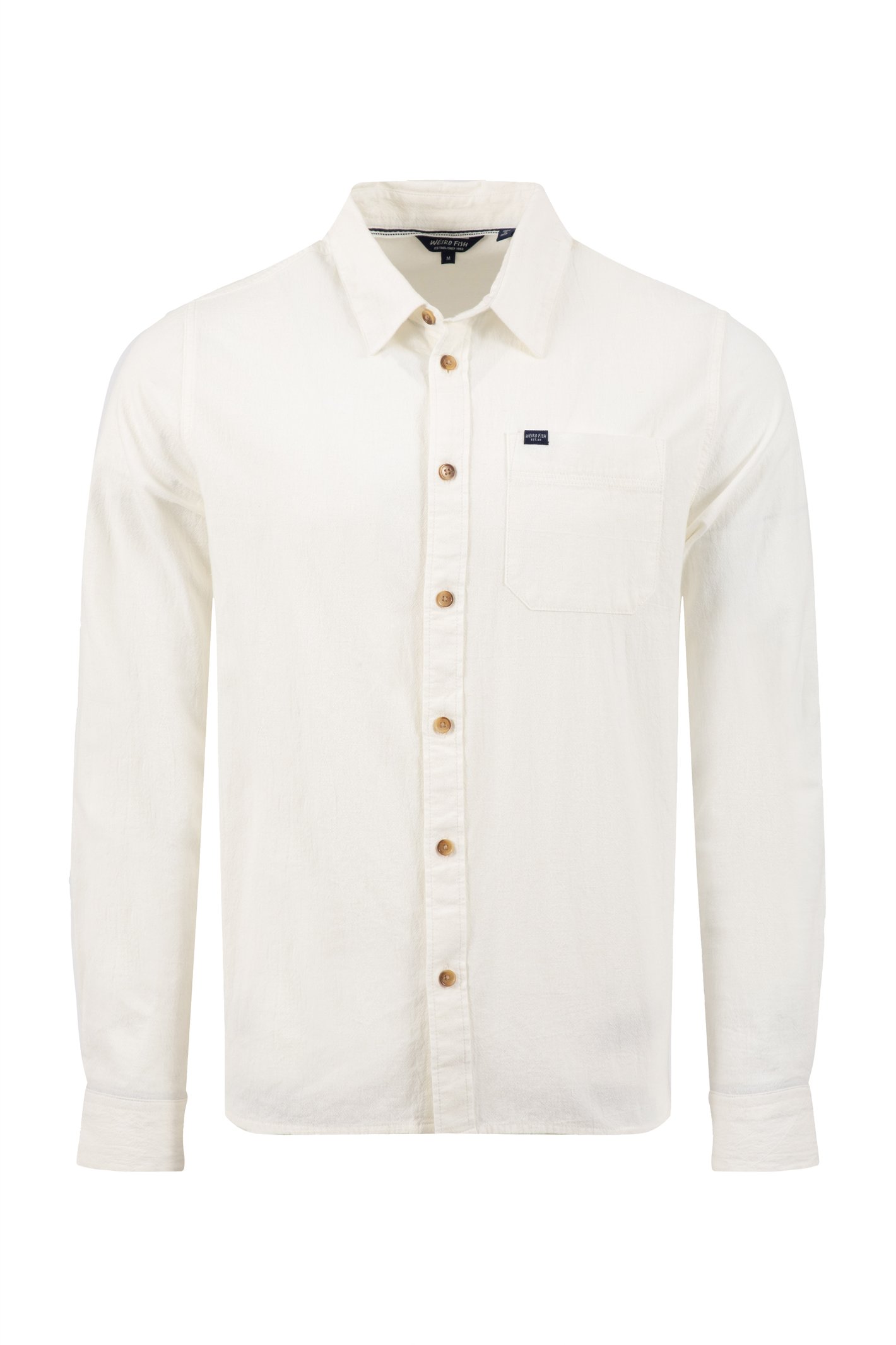 Weird Fish Geoffery Long Sleeve Textured Crepe Shirt Dusty White