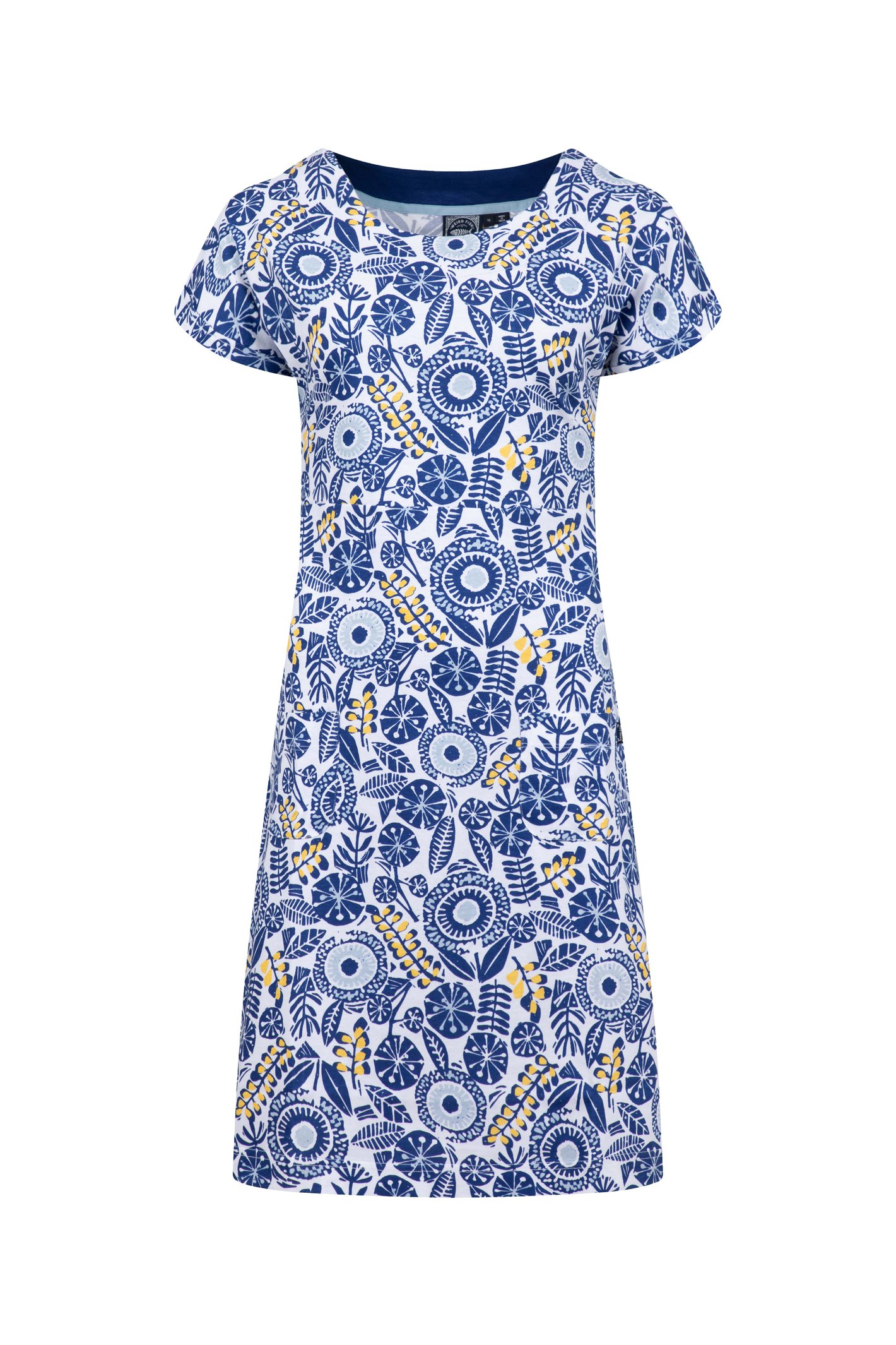 Weird Fish Tallahassee Printed Jersey Dress Blue Sapphire