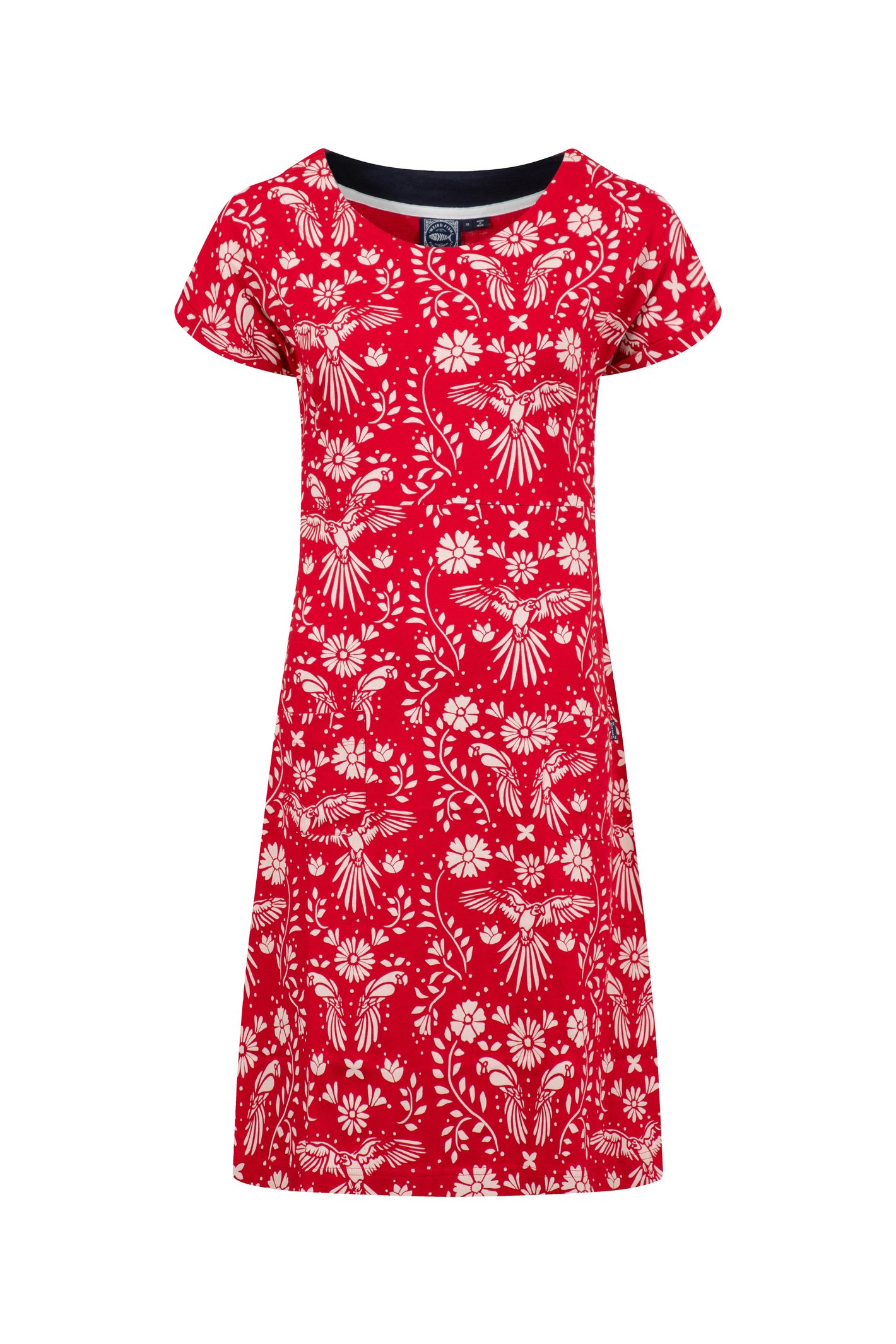 Weird Fish Tallahassee Printed Jersey Dress Rich Red