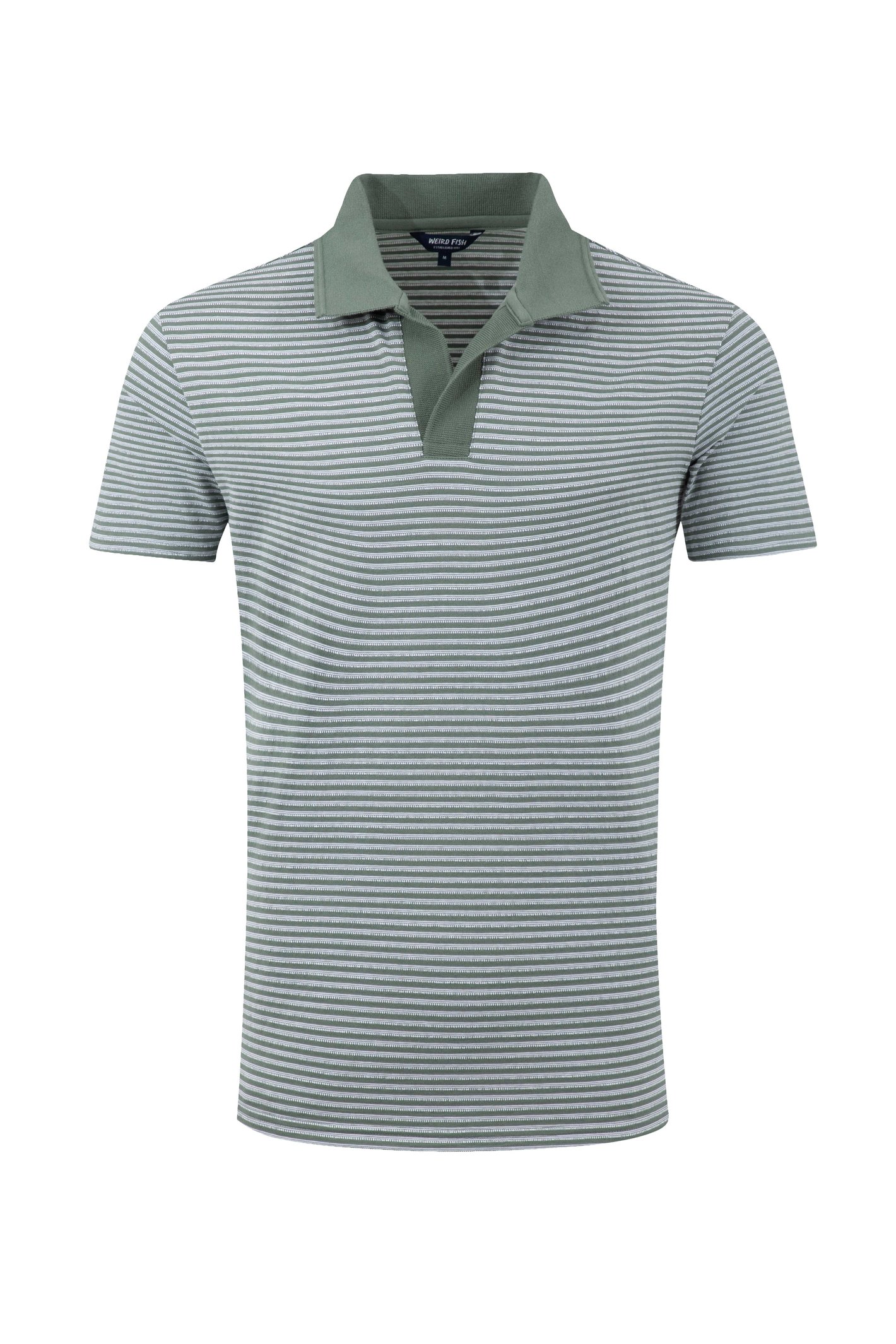 Weird Fish Virgil Striped Polo Shirt Woodland Sage