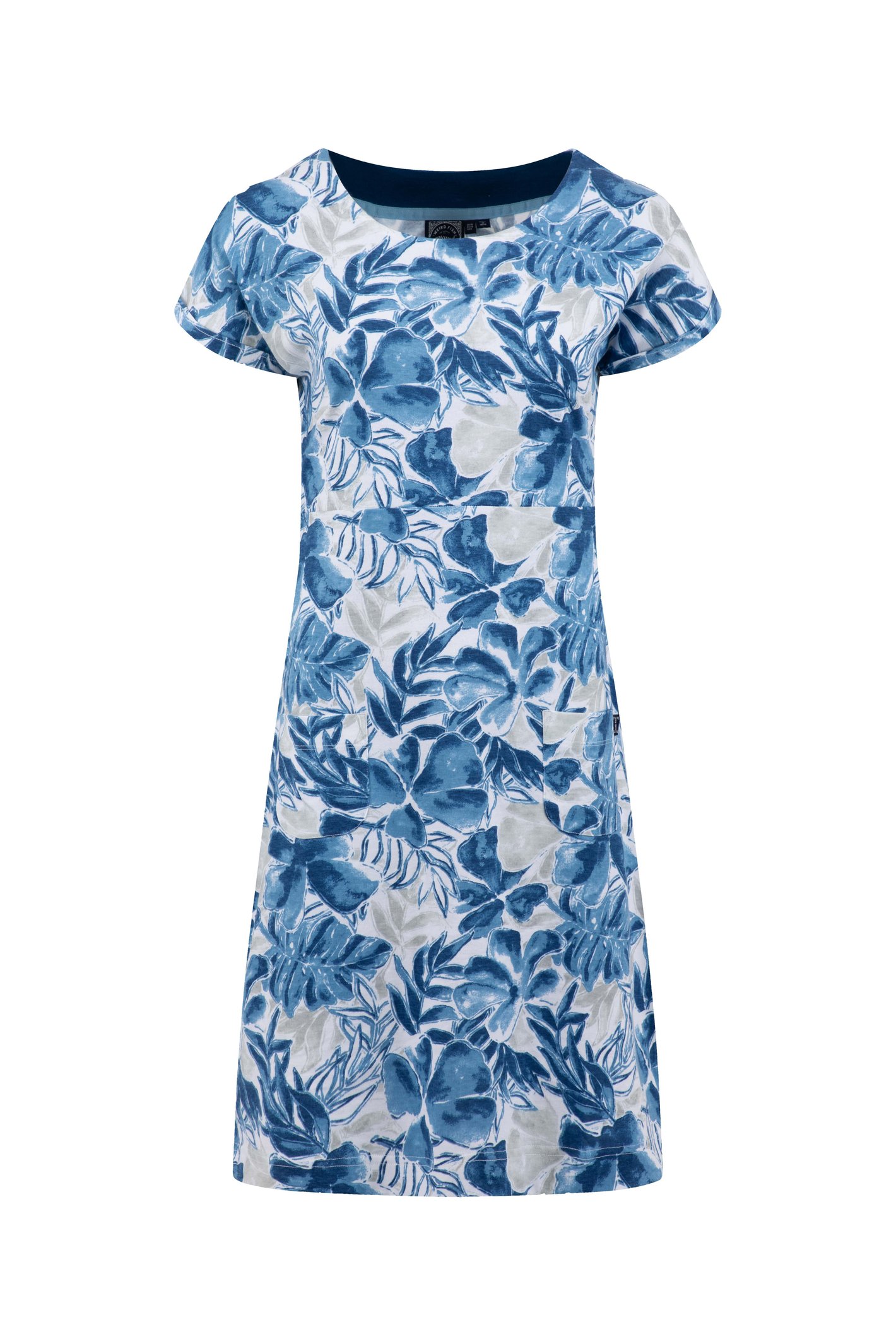 Weird Fish Tallahassee Printed Jersey Dress Estate blue