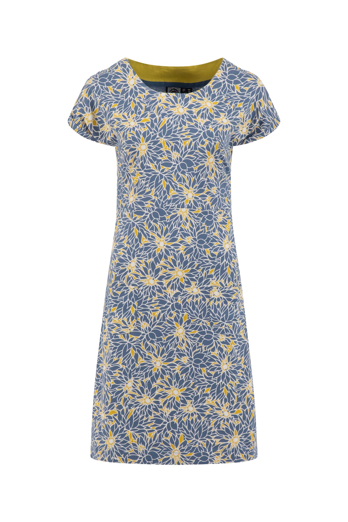 Weird Fish Tallahassee Printed Jersey Dress Faded Blue