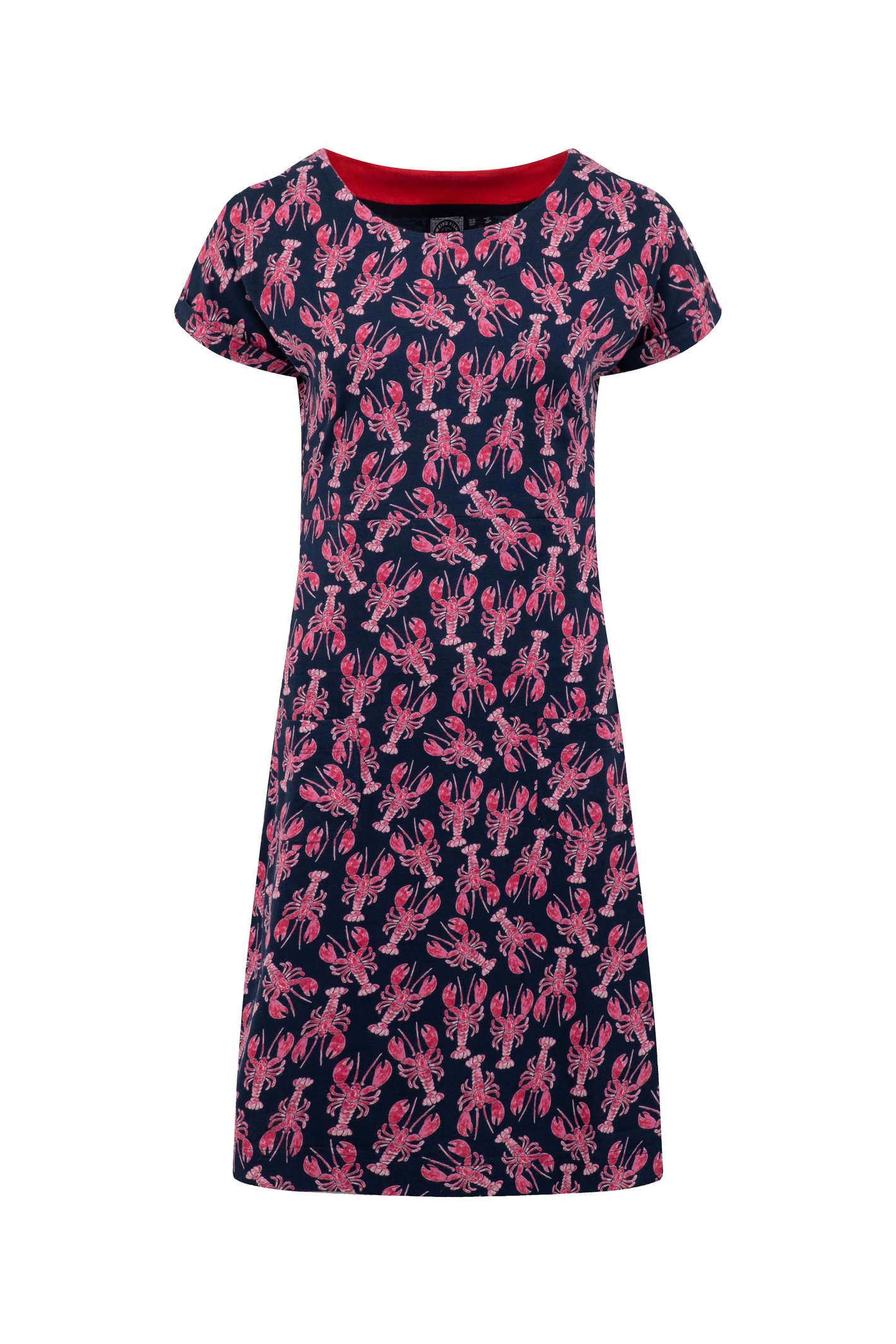 Weird Fish Tallahassee Printed Jersey Dress Mid Navy
