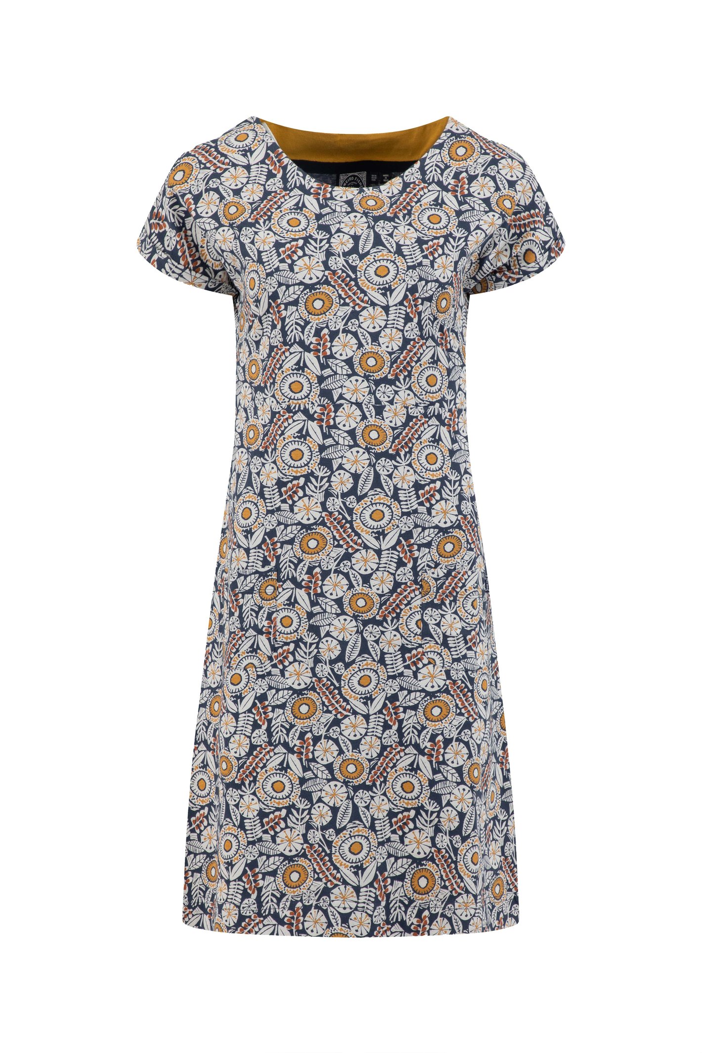 Weird Fish Tallahassee Printed Jersey Dress Navy