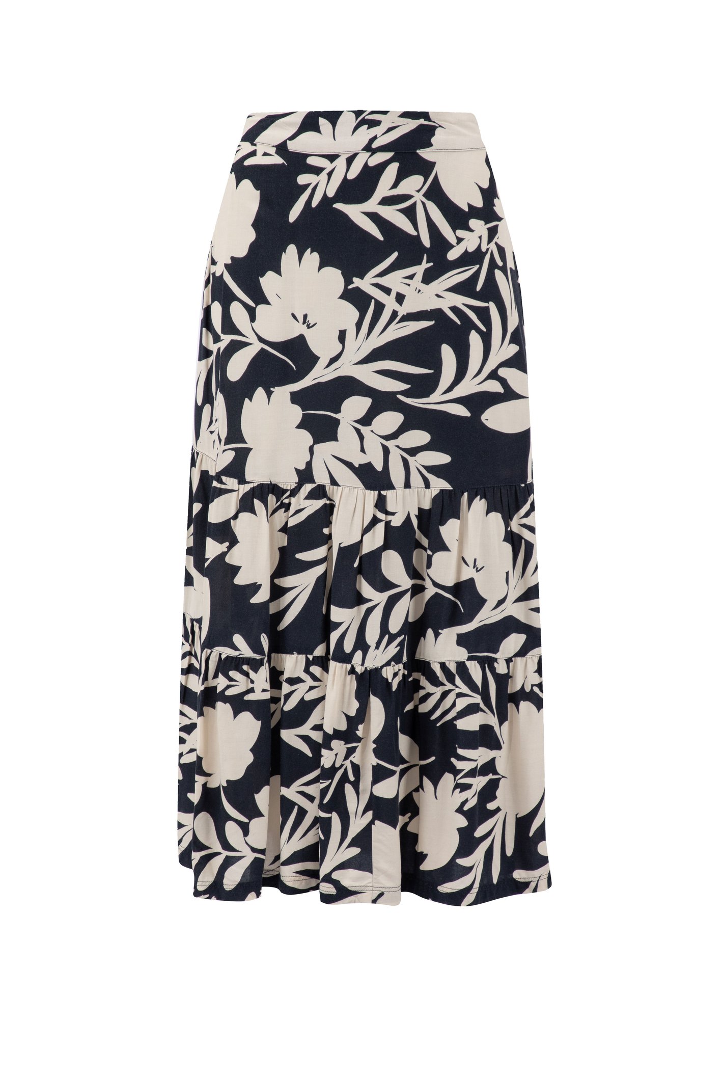 Weird Fish Cassis Printed Tiered Skirt Nightshade