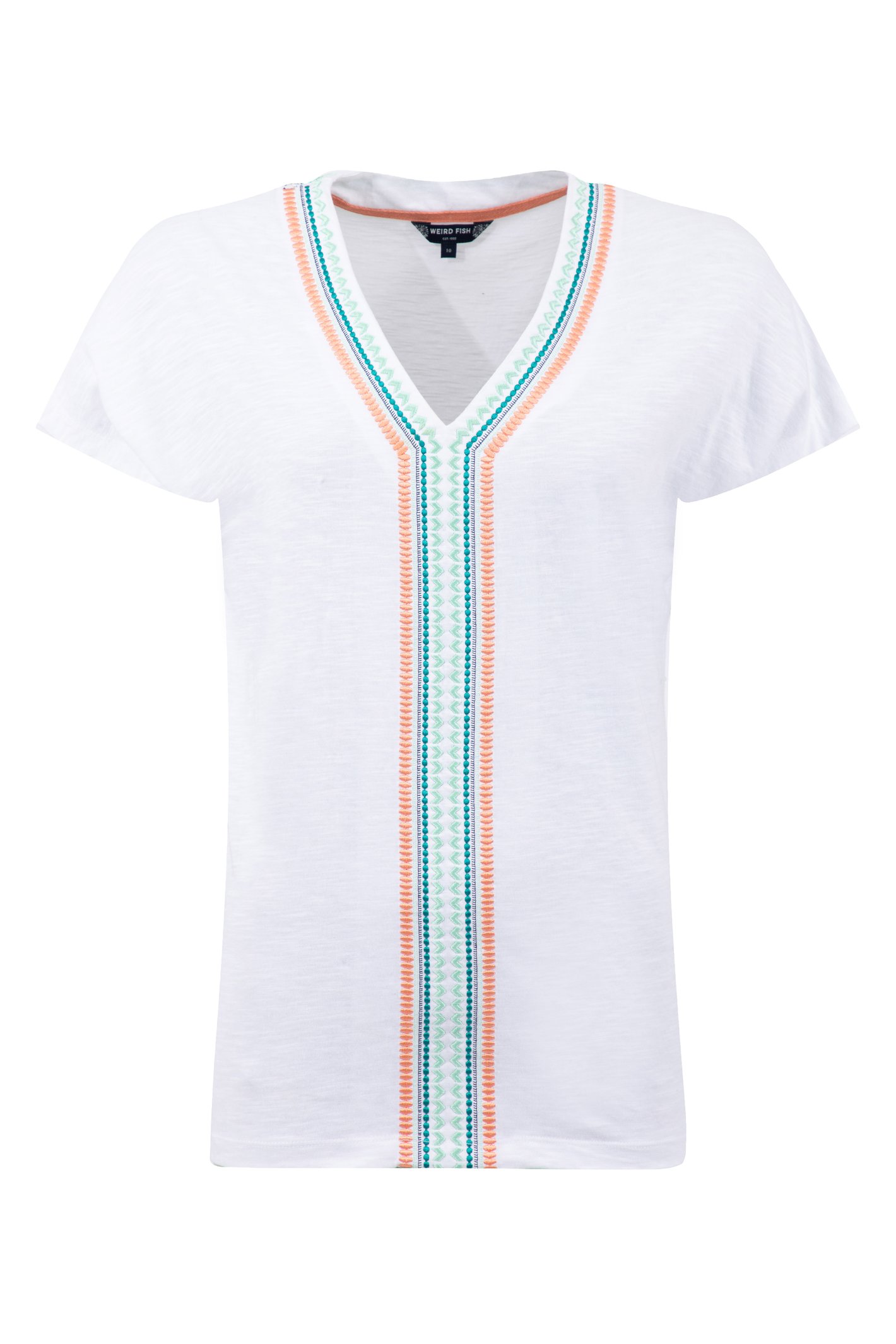 Weird Fish Lomie Embroidered T-Shirt White