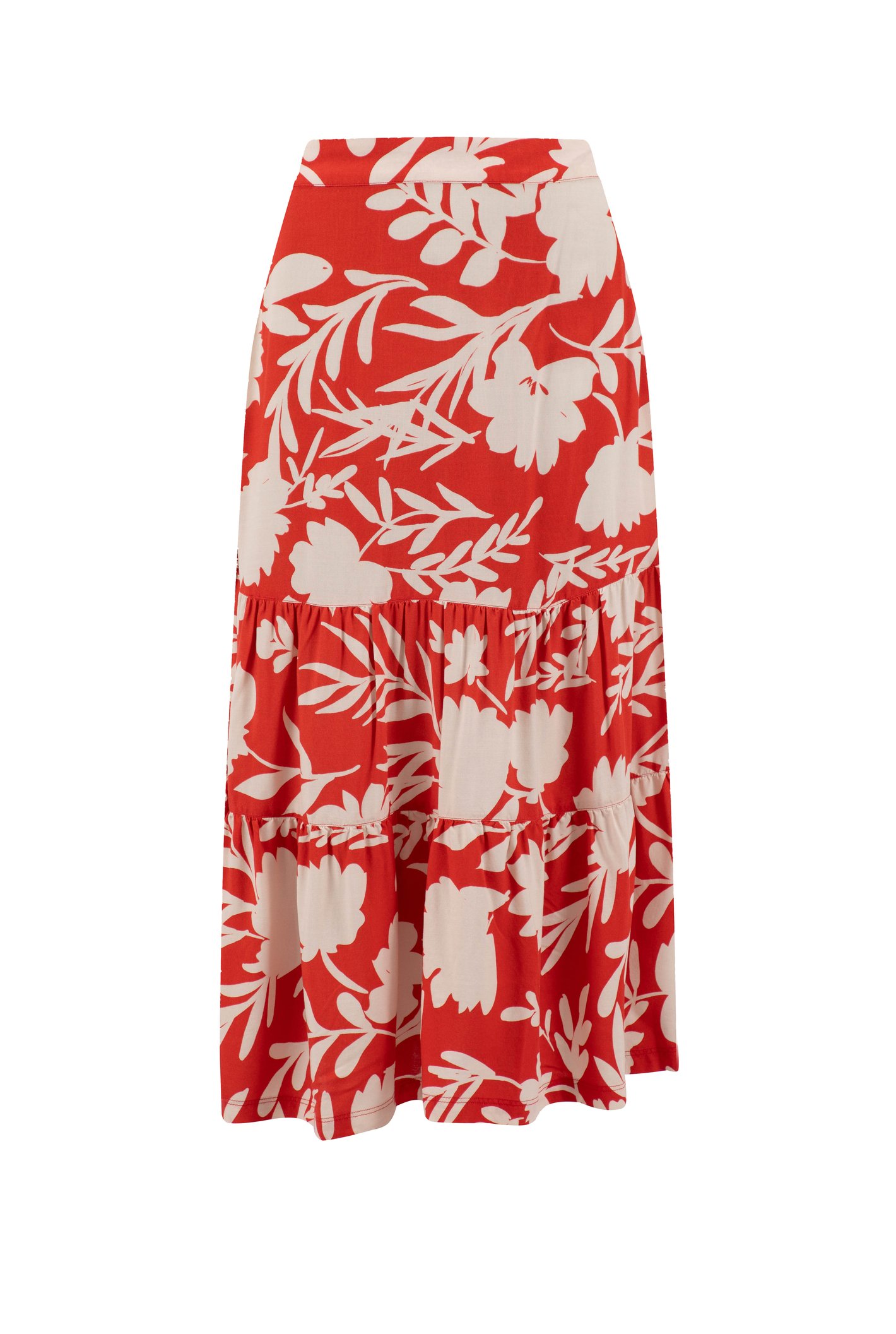 Weird Fish Cassis Printed Tiered Skirt Radical Red