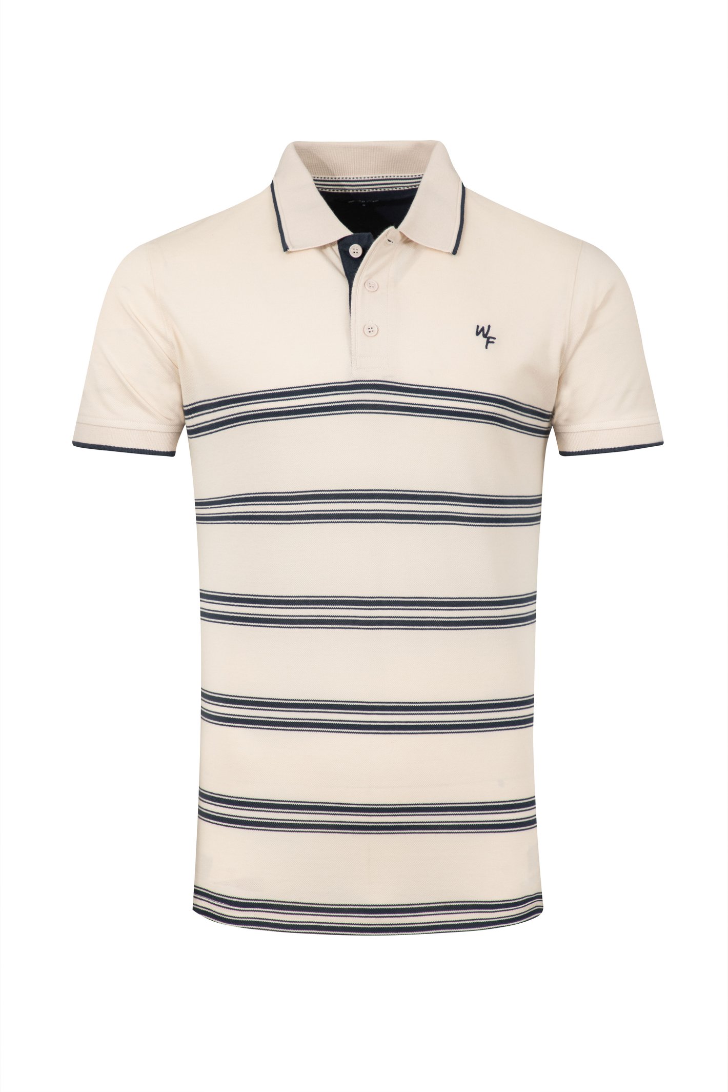 Weird Fish Bradbury Pique Stripe Polo Shirt Ecru