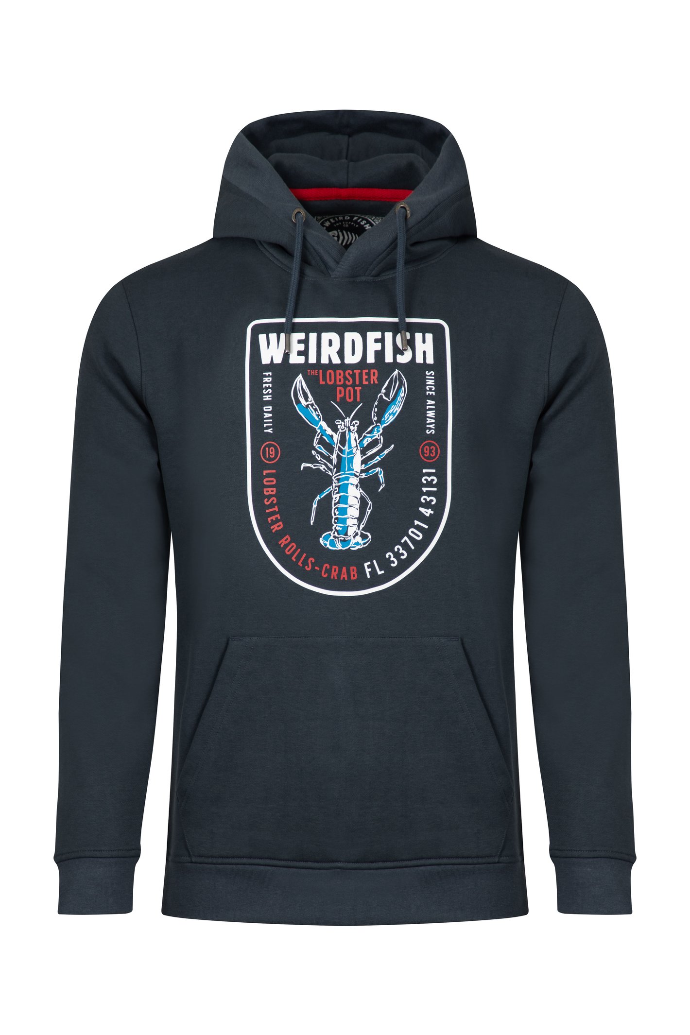 Weird Fish Mckay Front Print Hoodie Sweatshirt Navy