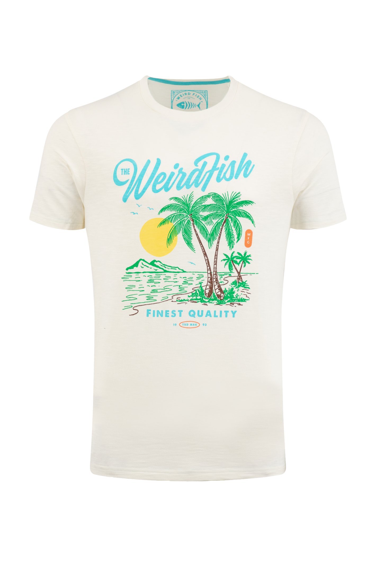 Weird Fish Palm Island Front Print Graphic T-Shirt Dusty White