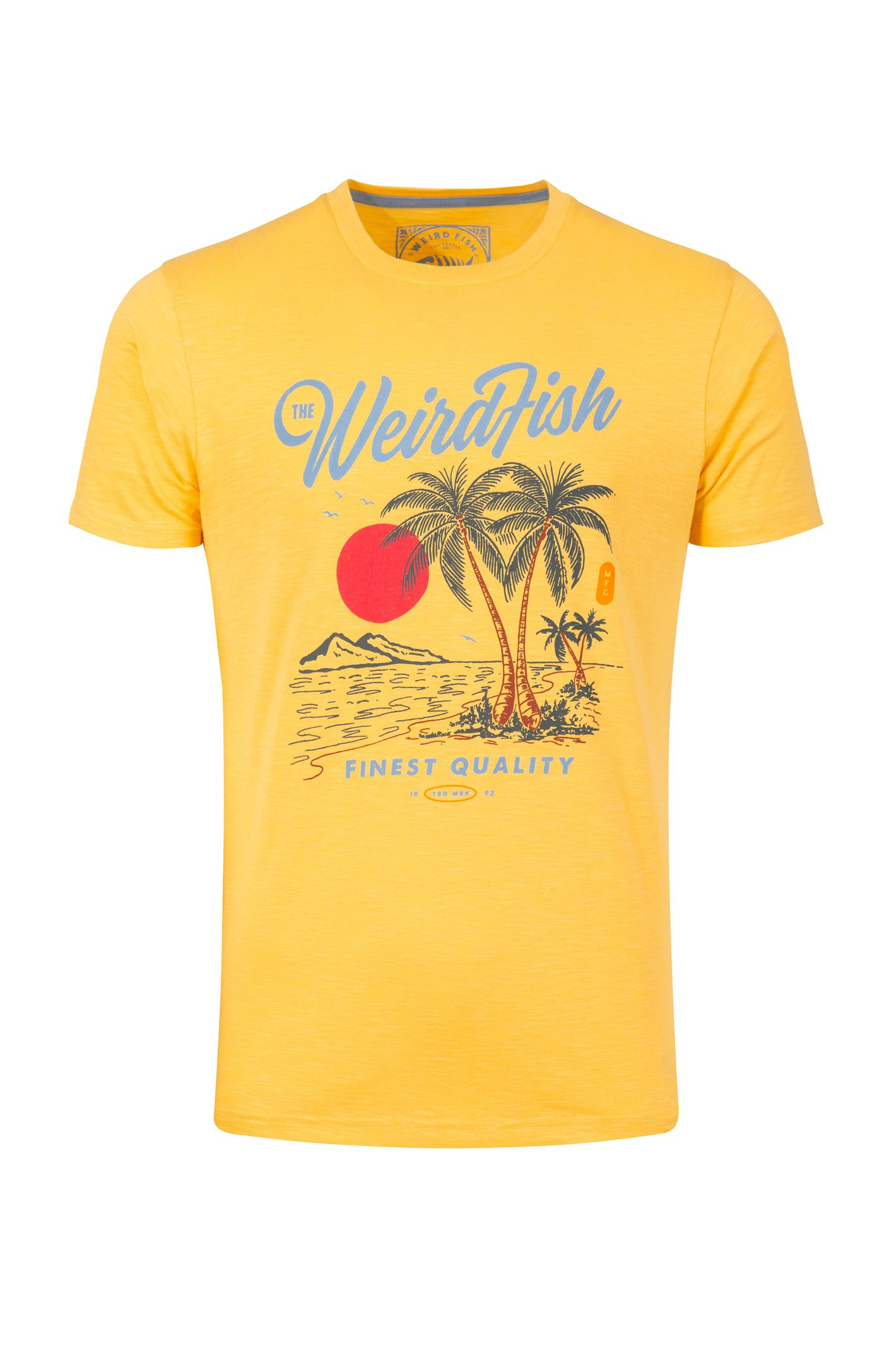 Weird Fish Palm Island Front Print Graphic T-Shirt Lemon Yellow