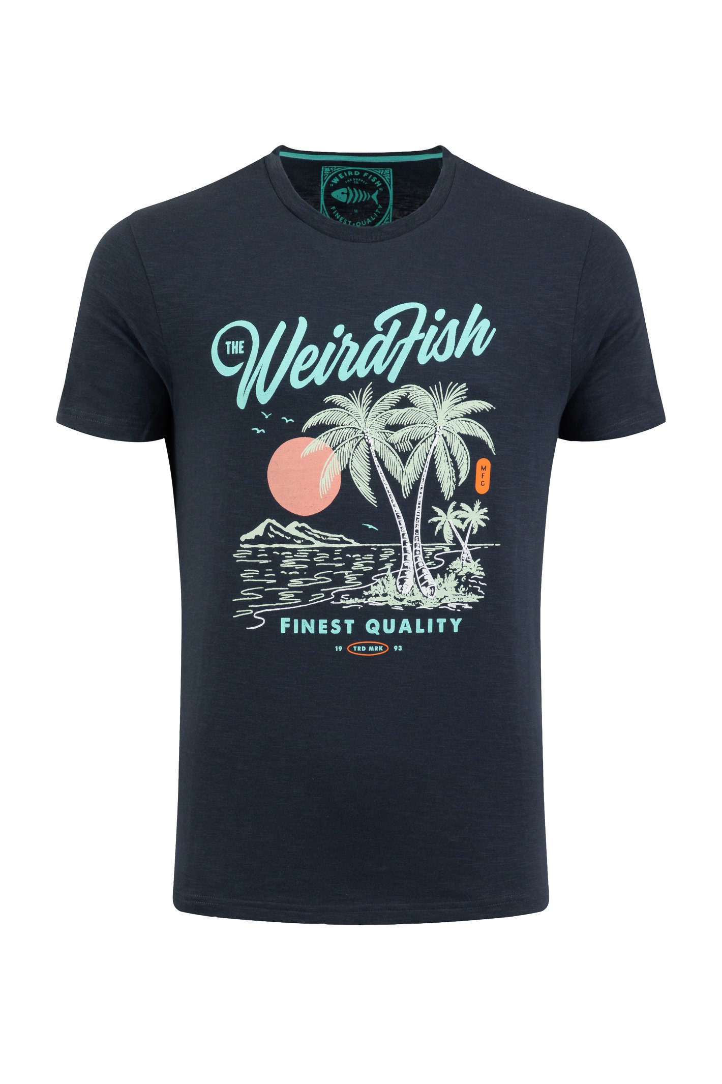 Weird Fish Palm Island Front Print Graphic T-Shirt Navy