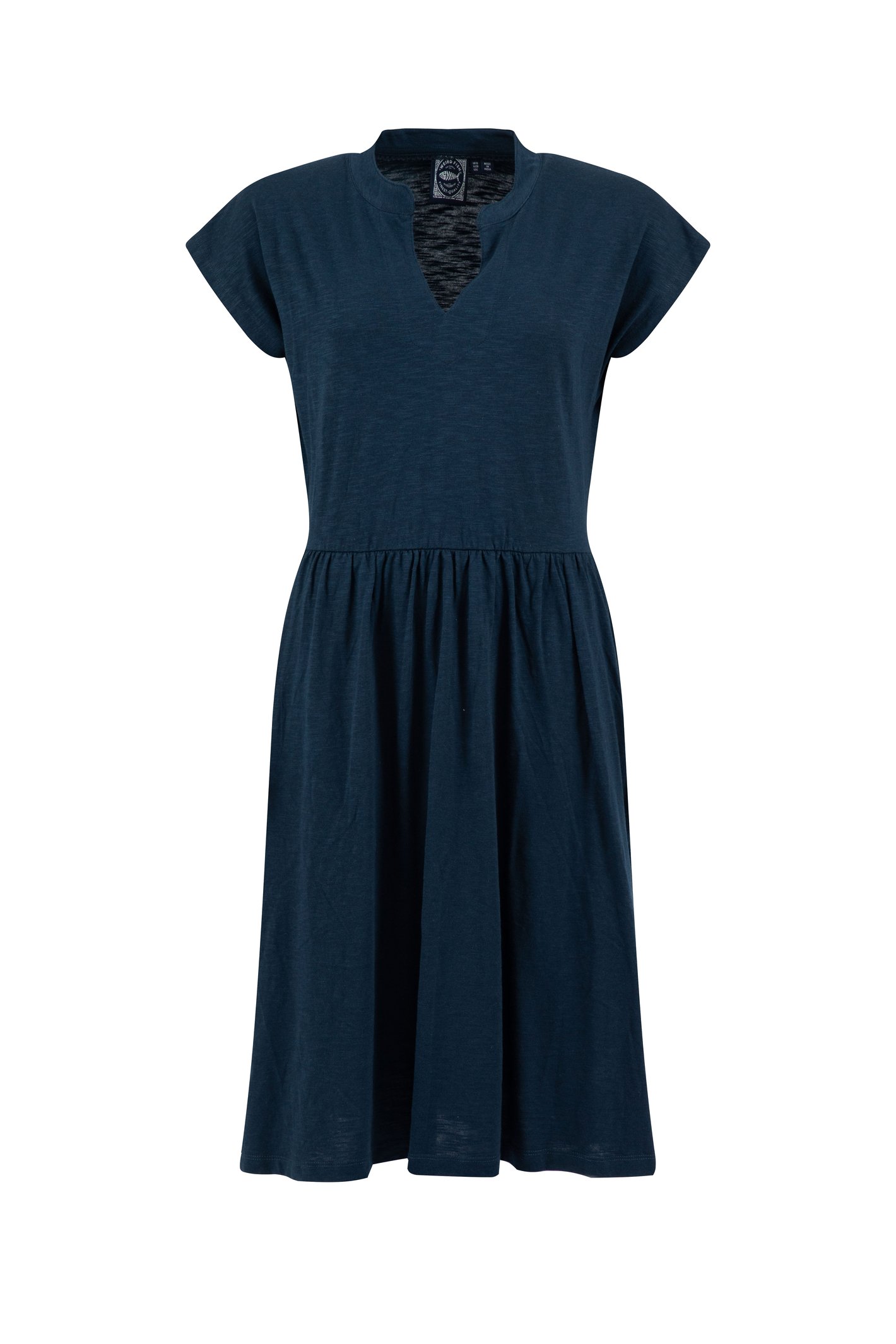 Weird Fish Lilly Plain Jersey Notch Neck Dress Navy Size 8