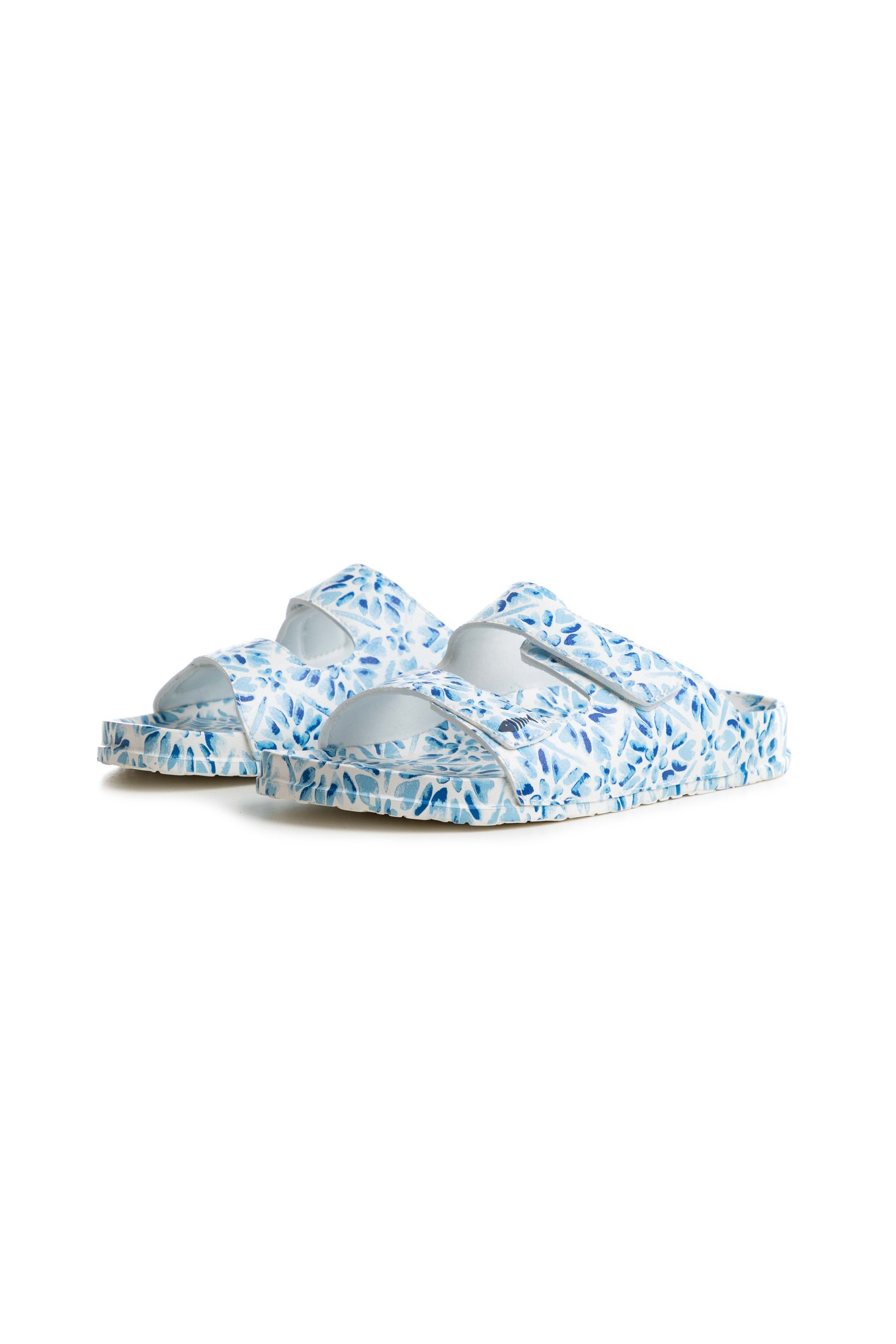 Weird Fish Appledore Printed Pool Sliders Smoked Blue