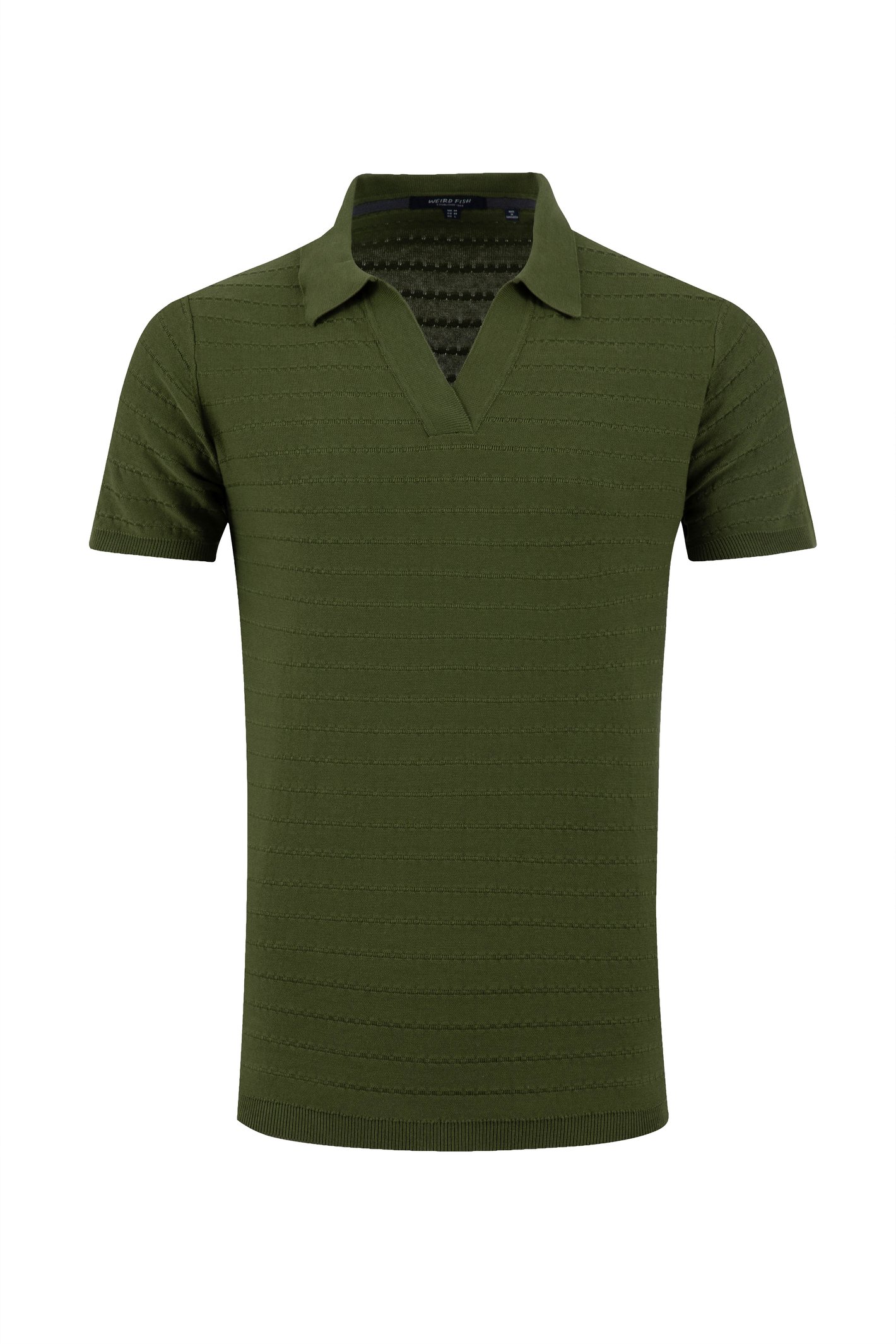 Weird Fish Tyne Trophy Neck Knitted Polo Shirt Ginko Green