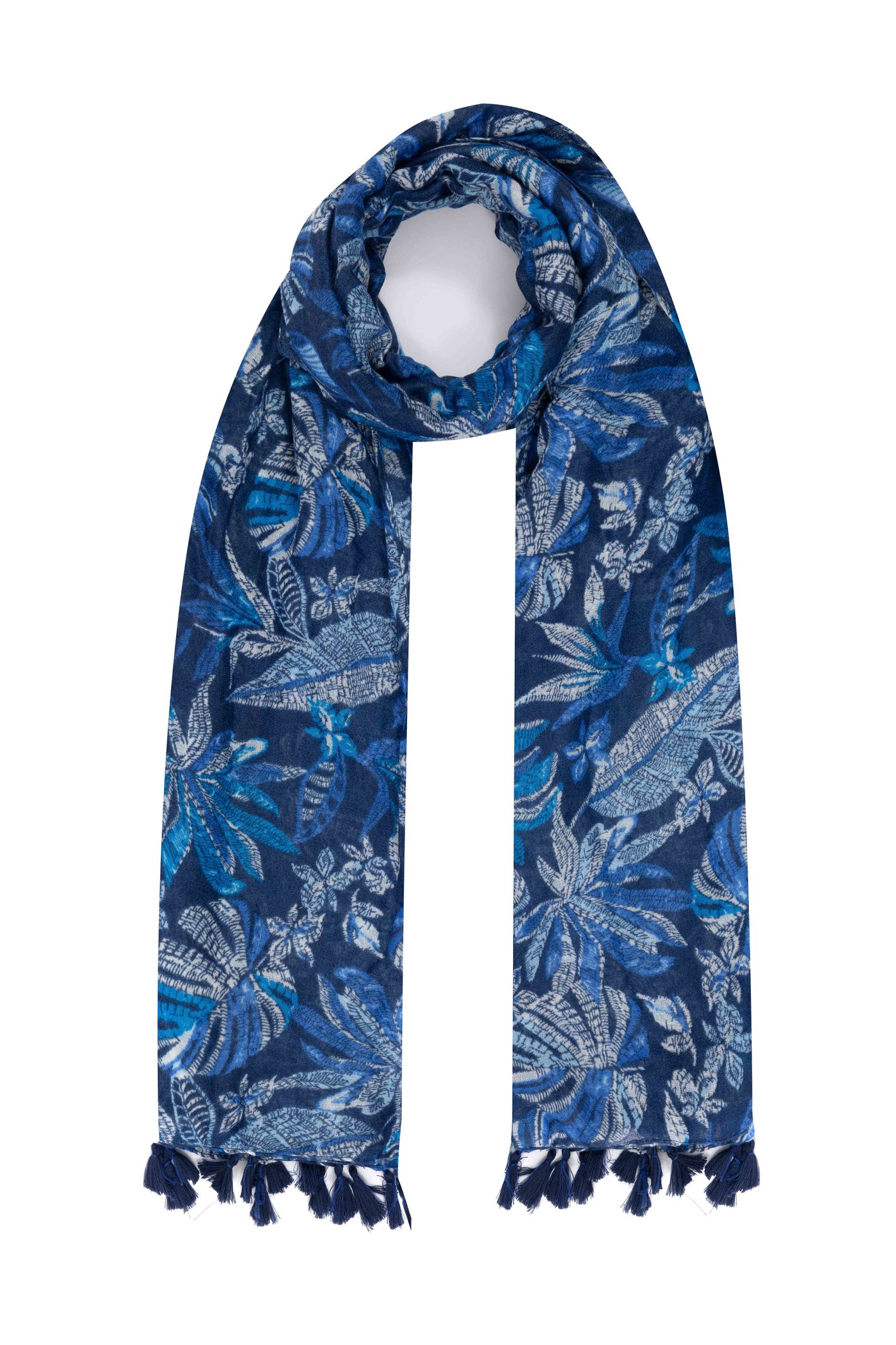 Weird Fish Marelia Printed Scarf Blue Indigo