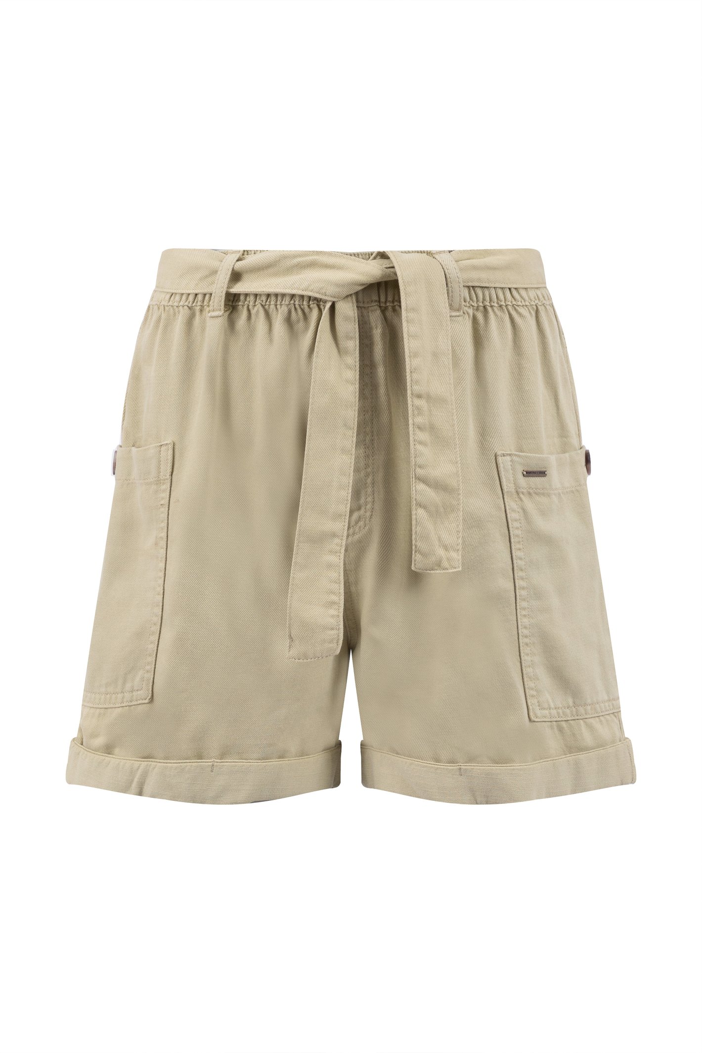 Weird Fish Cynthia Cotton Twill Shorts Oyster