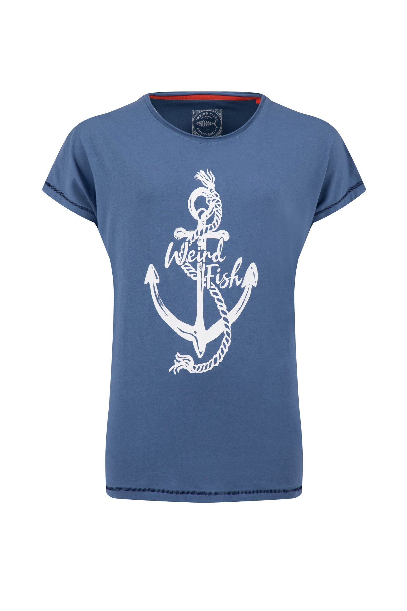 Weird Fish Marina Front Print Graphic T-Shirt Faded Blue