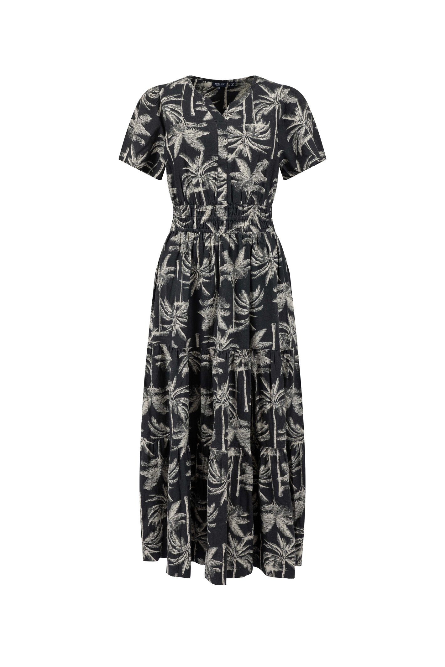 Weird Fish Rhianne Printed Tiered Maxi Dress Black