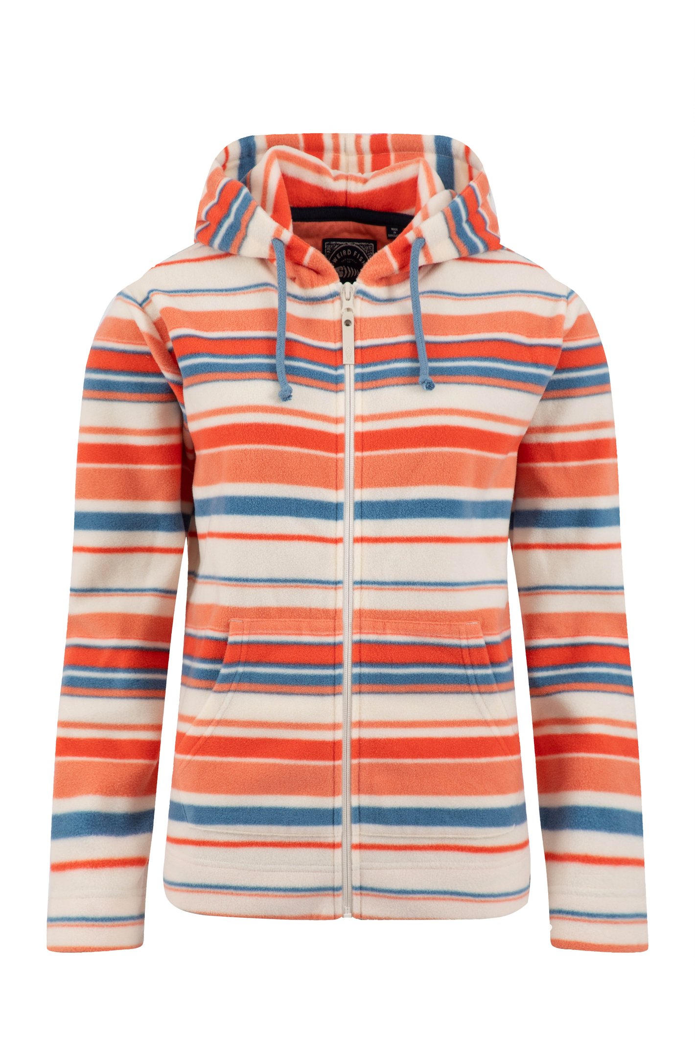 Weird Fish Imogen Full Zip Printed Microfleece Hoodie Dark Coral
