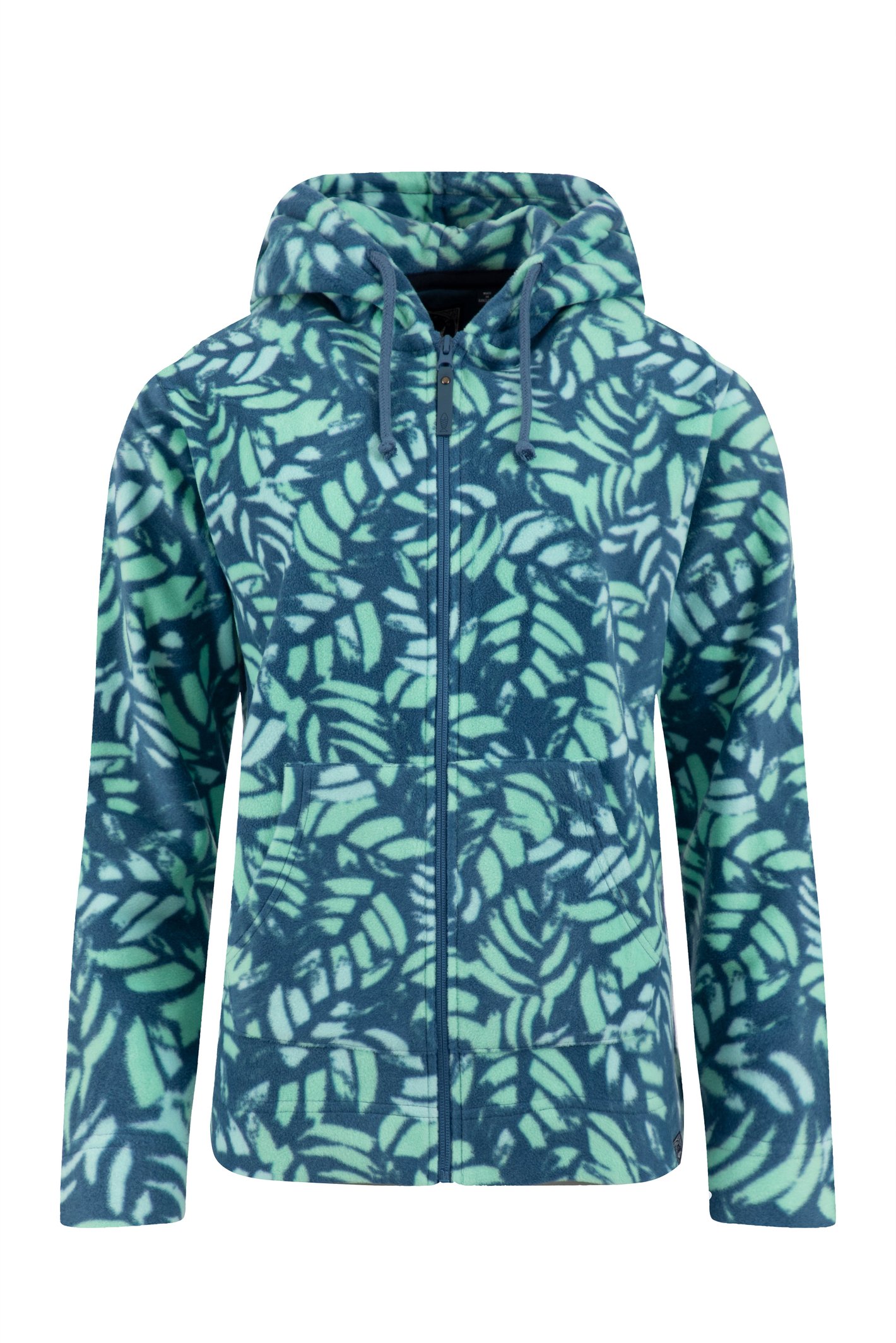 Weird Fish Imogen Full Zip Printed Microfleece Hoodie Majolica Blue