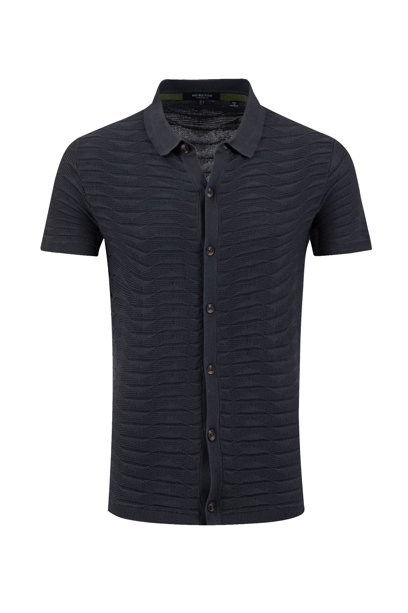 Weird Fish Tod Short Sleeve Knitted Shirt Navy