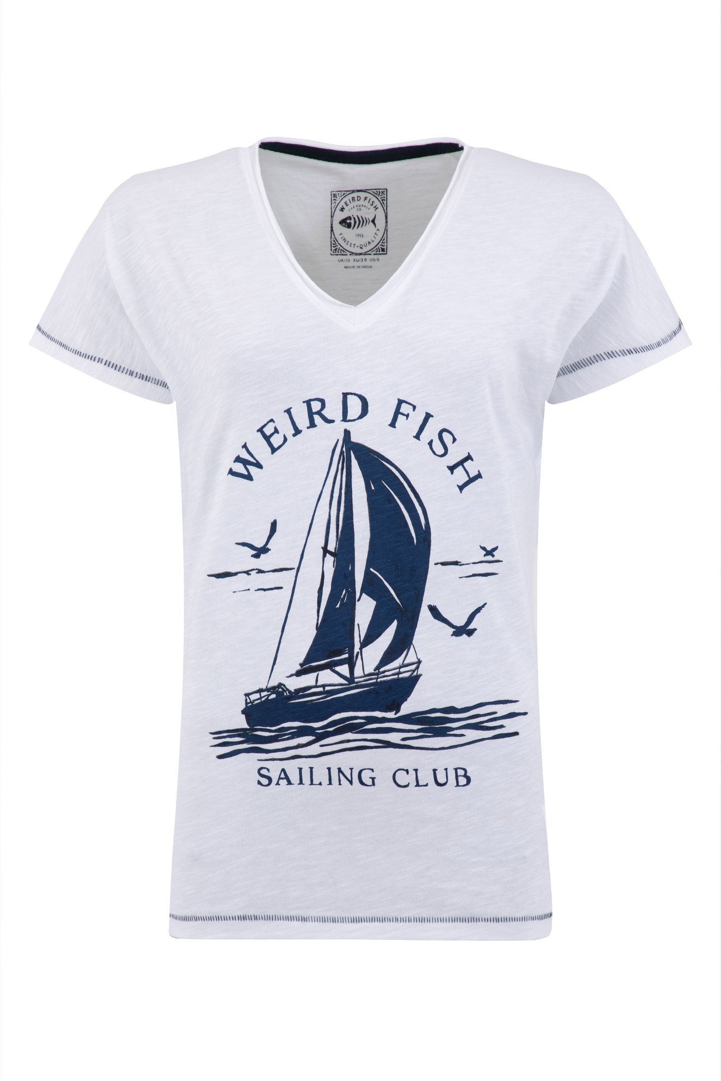 Weird Fish West Coast Front Print Graphic T-Shirt White