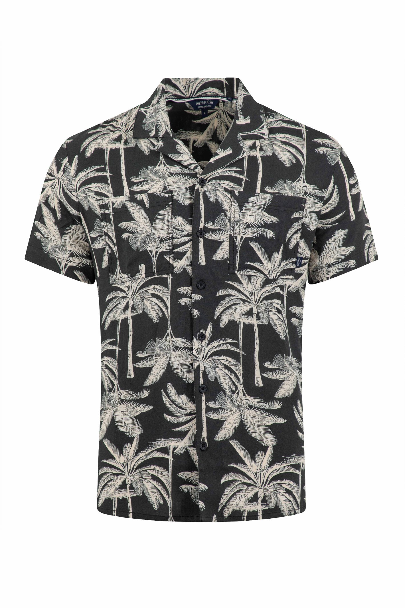Weird Fish Holborn Printed Hawaiian Shirt Black