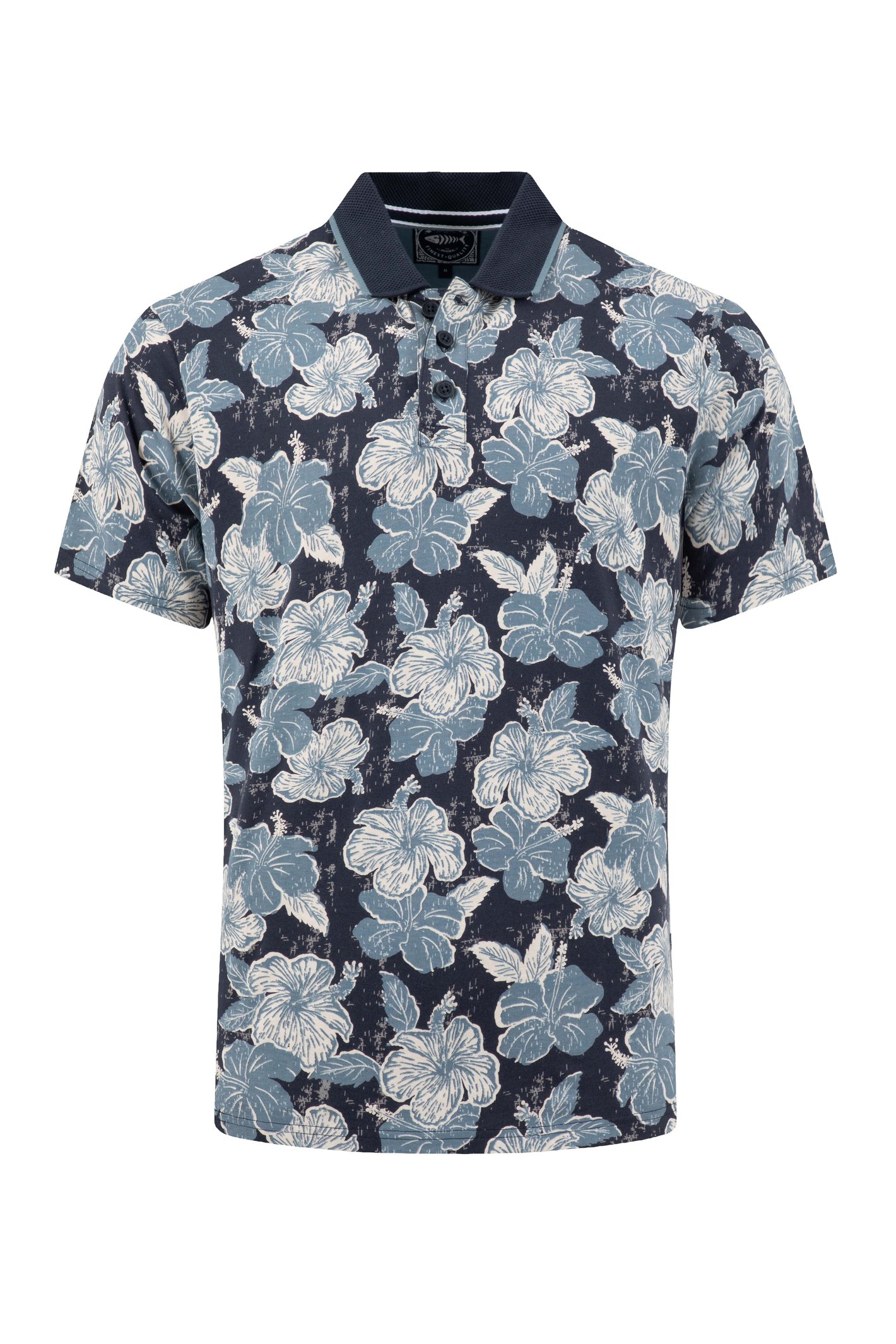Weird Fish Jarat Printed Jersey Polo Shirt Light Blue Size L