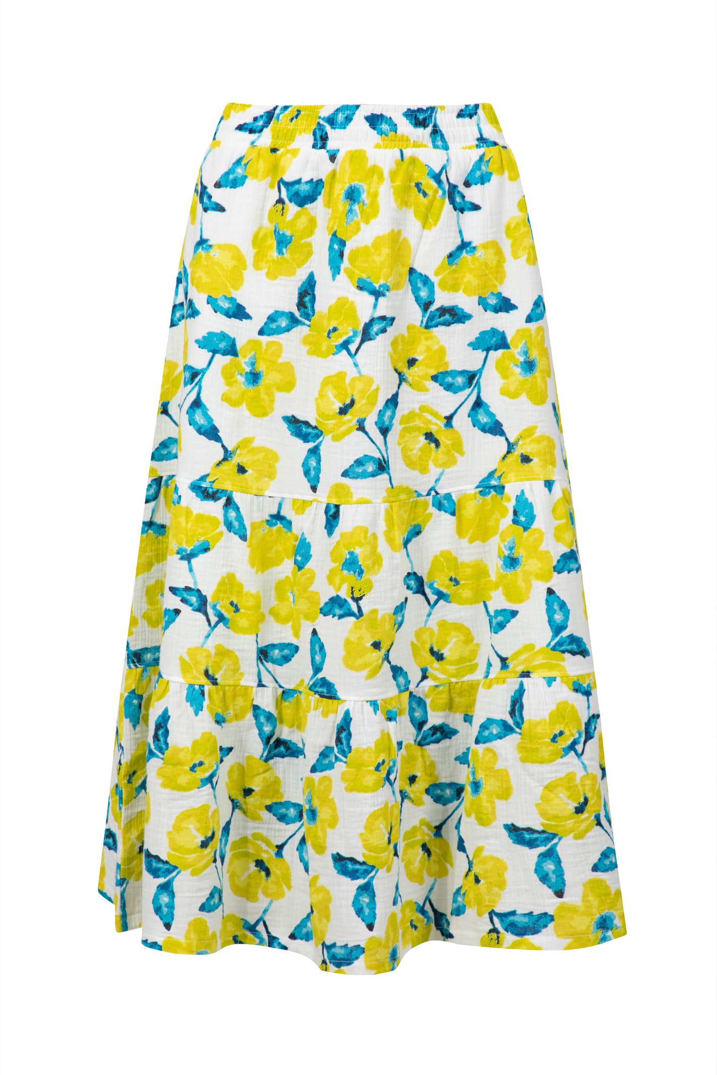 Weird Fish Harini Double Cloth Printed Midi Skirt Sunshine Yellow Size 12