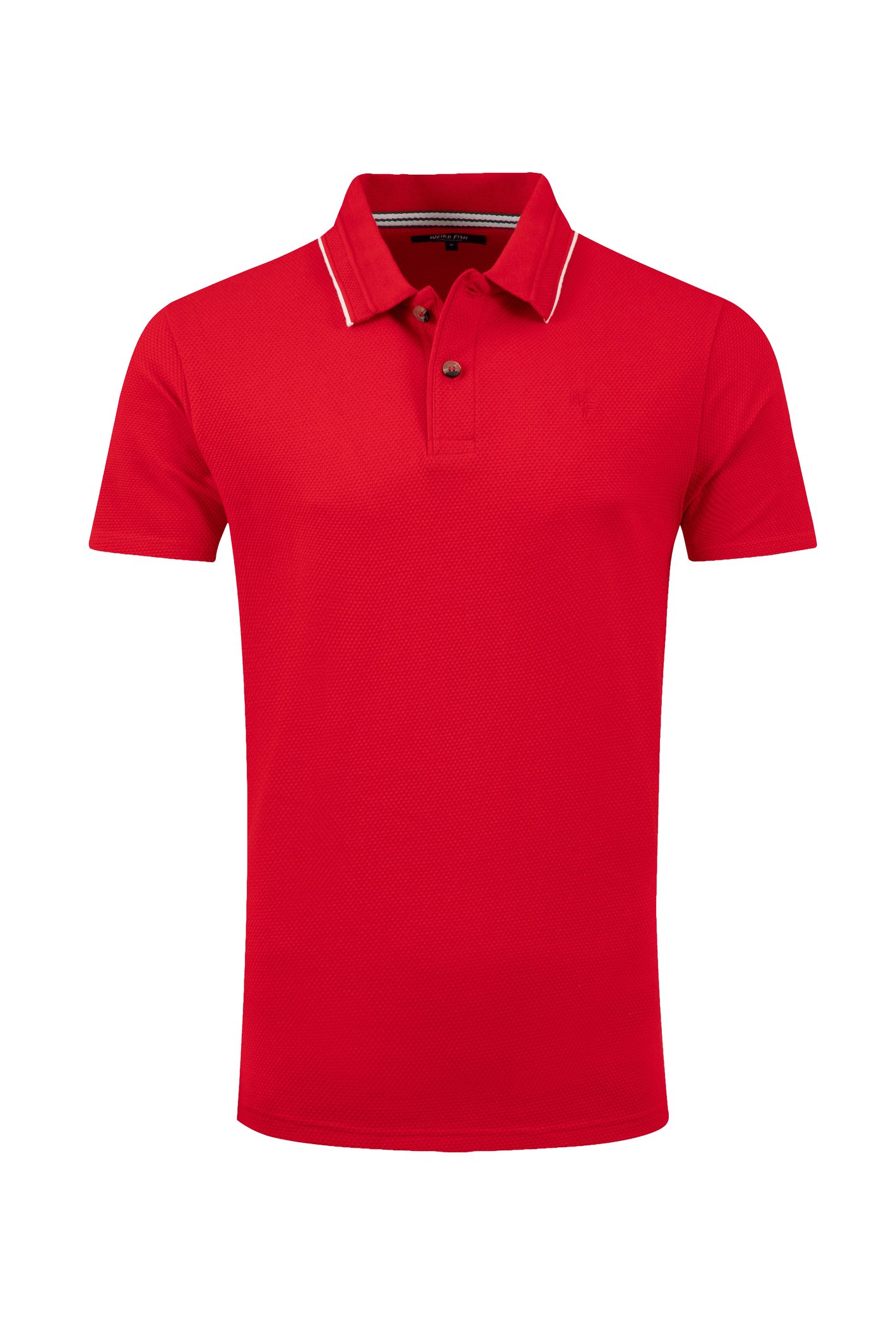 Weird Fish Powell Textured Polo Shirt Barberry Red Marl