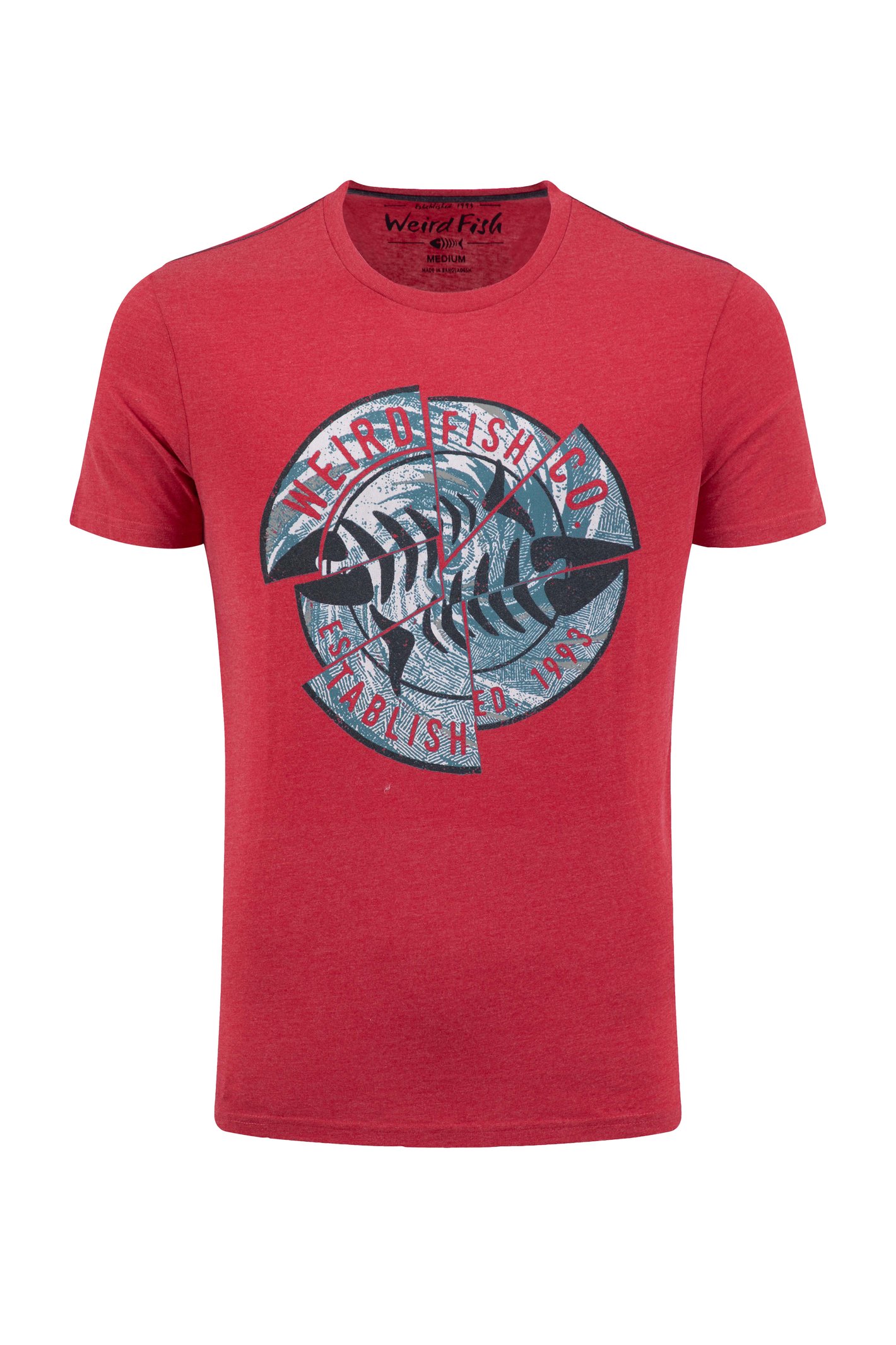 Weird Fish Vortex Front Print Graphic T-Shirt Barberry Red Marl