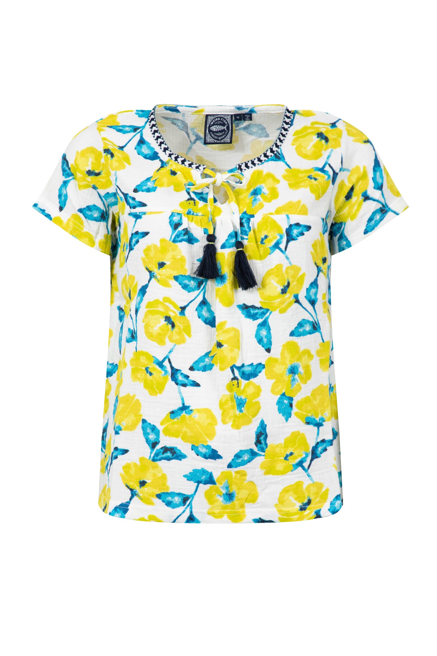 Weird Fish Sofia Printed Double Cloth Blouse Sunshine Yellow