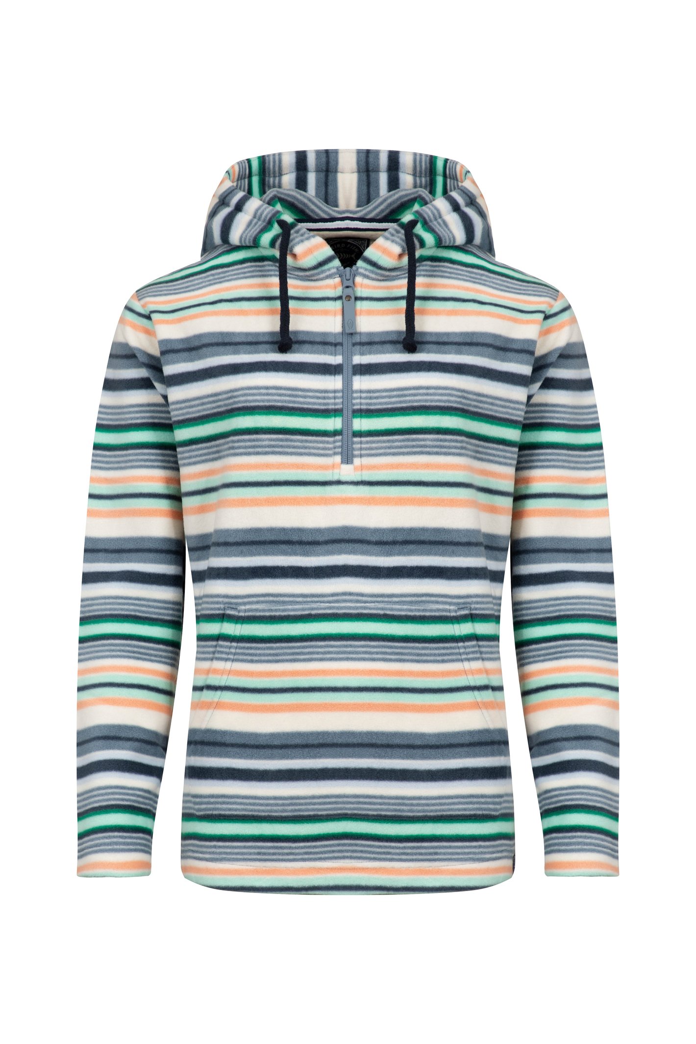 Weird Fish Lana 1/4 Zip Printed Micro Fleece Hoodie Light Cream