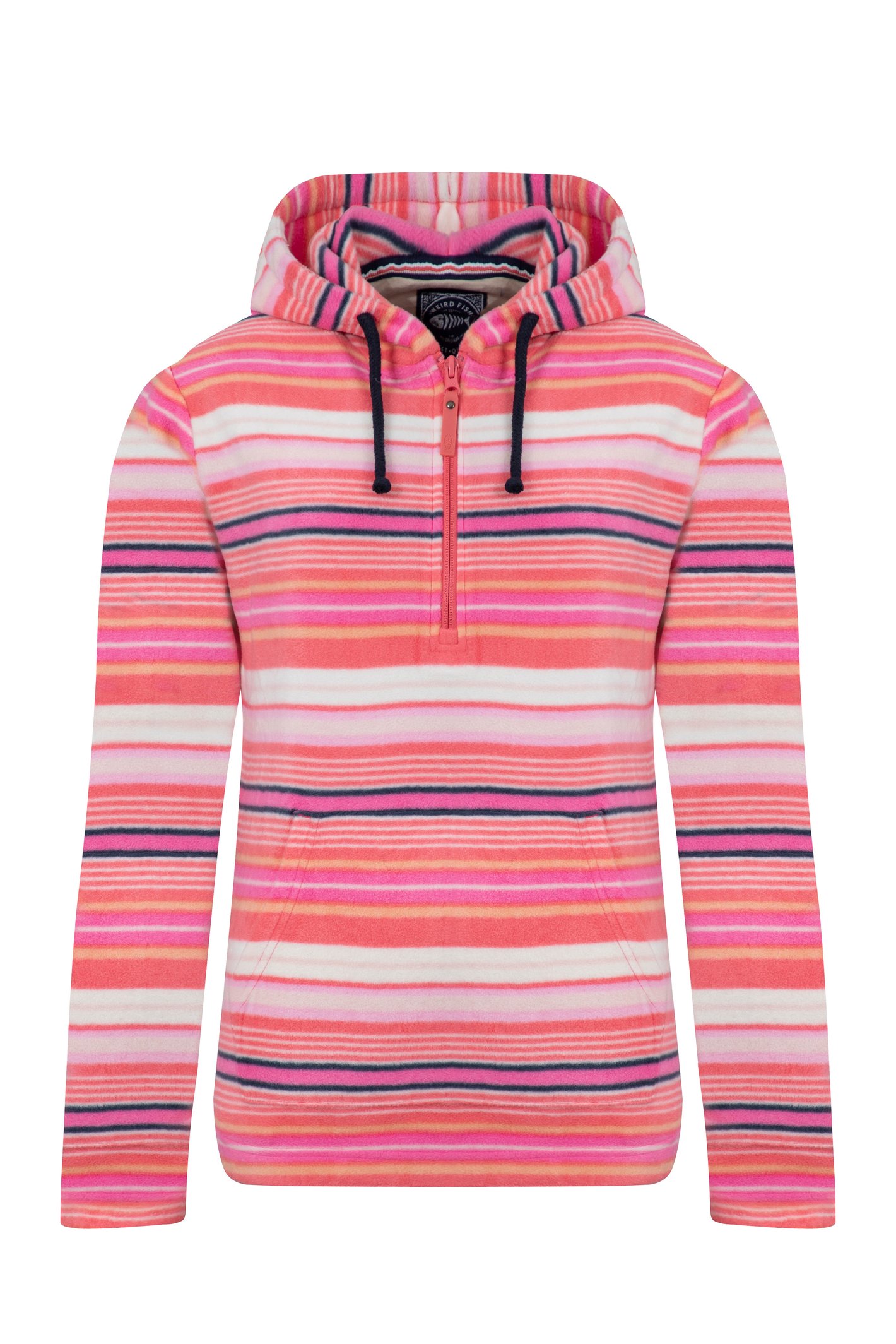 Weird Fish Lana 1/4 Zip Printed Micro Fleece Hoodie Peony