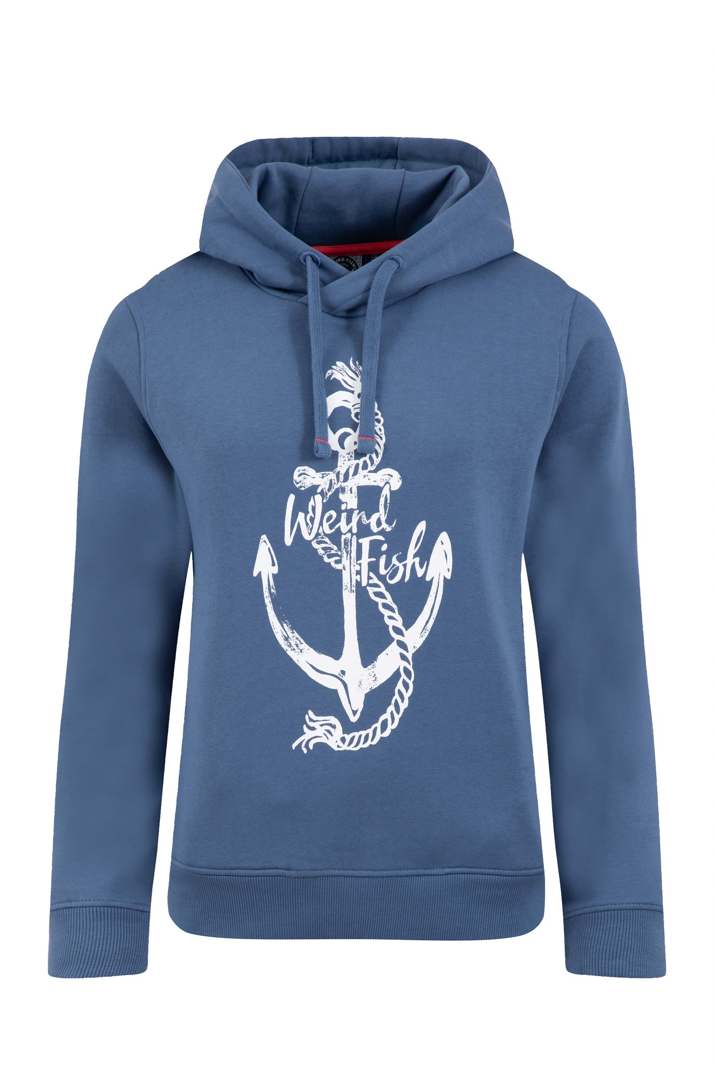 Weird Fish Topaz Front Print Popover Hoodie Faded Blue