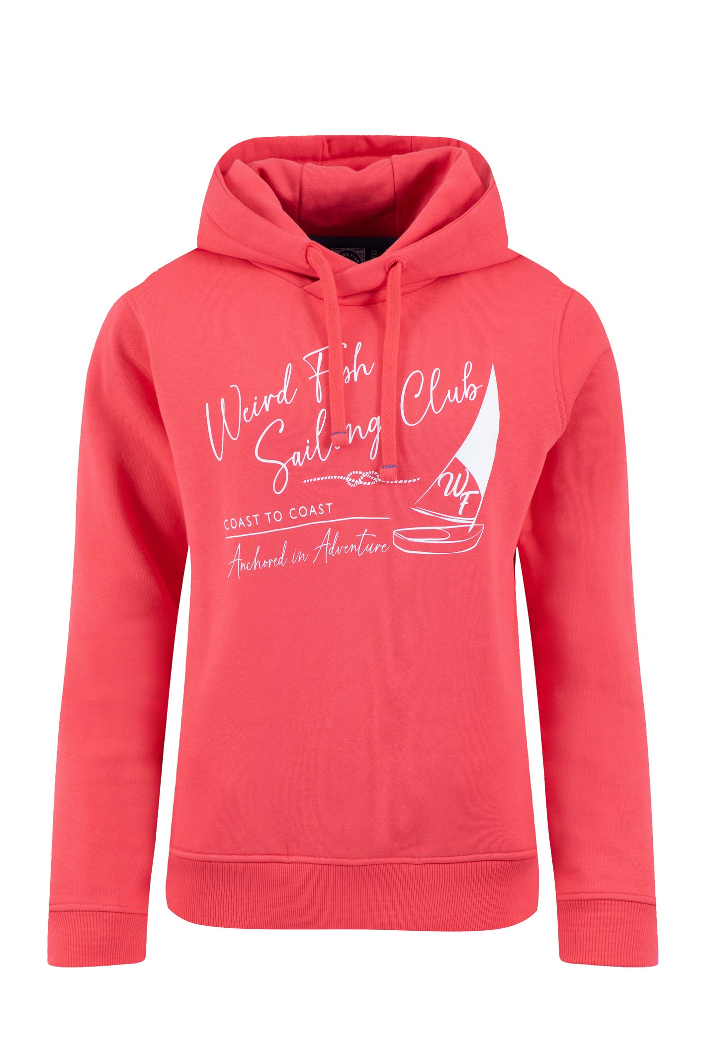 Weird Fish Topaz Front Print Popover Hoodie Flamingo