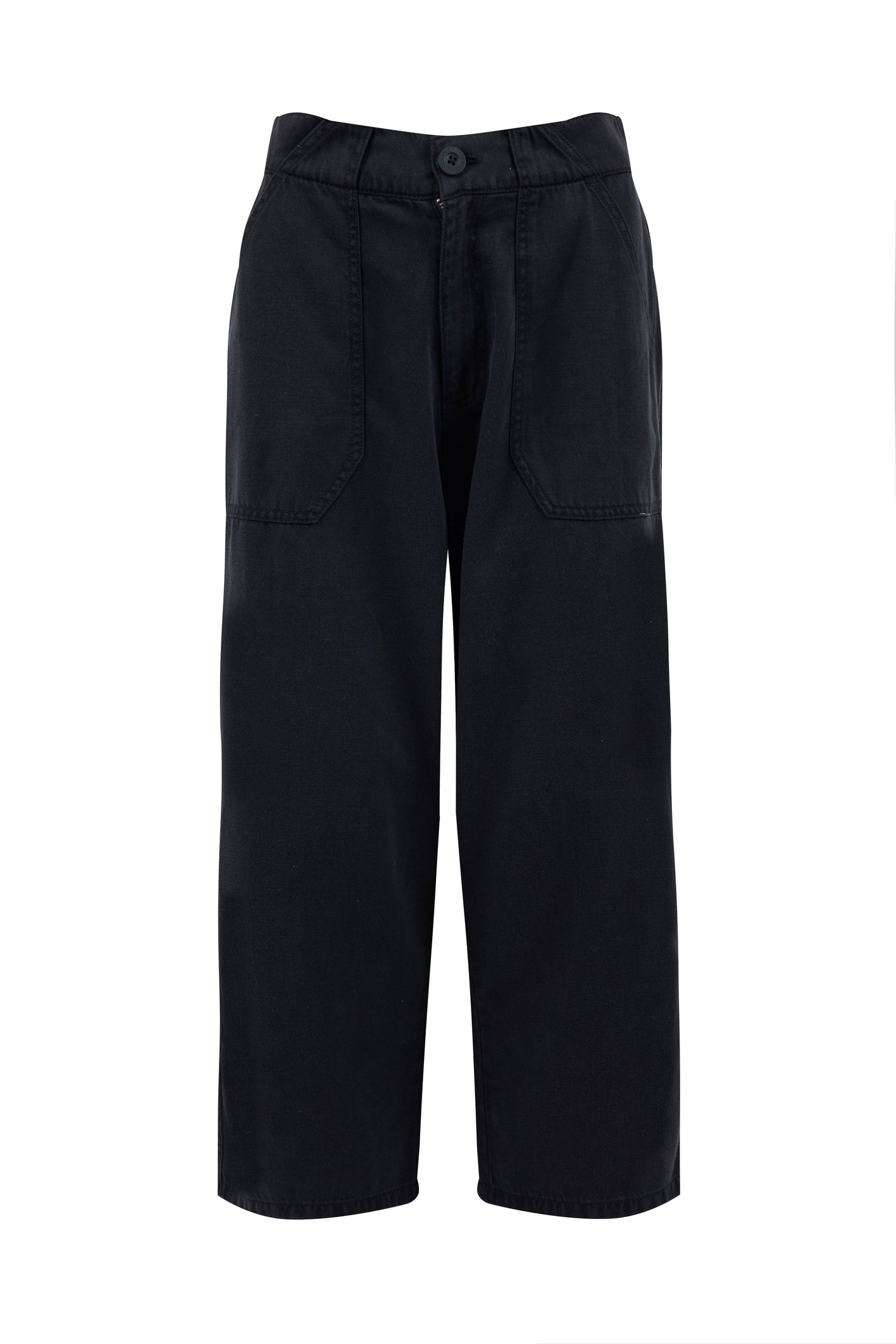 Weird Fish Angelika Cropped Wide Leg Trousers Midnight