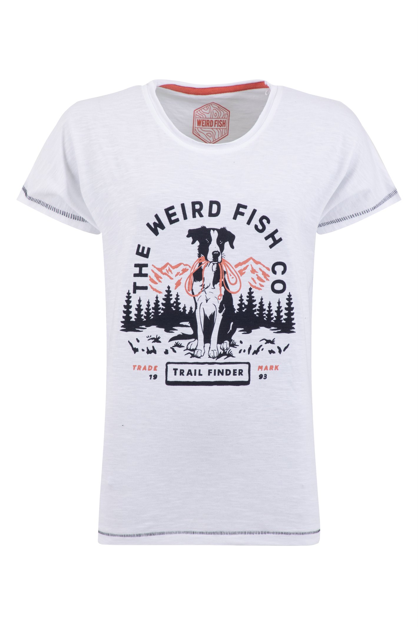 Weird Fish Trail Finder Front Print Graphic T-Shirt White Size 8
