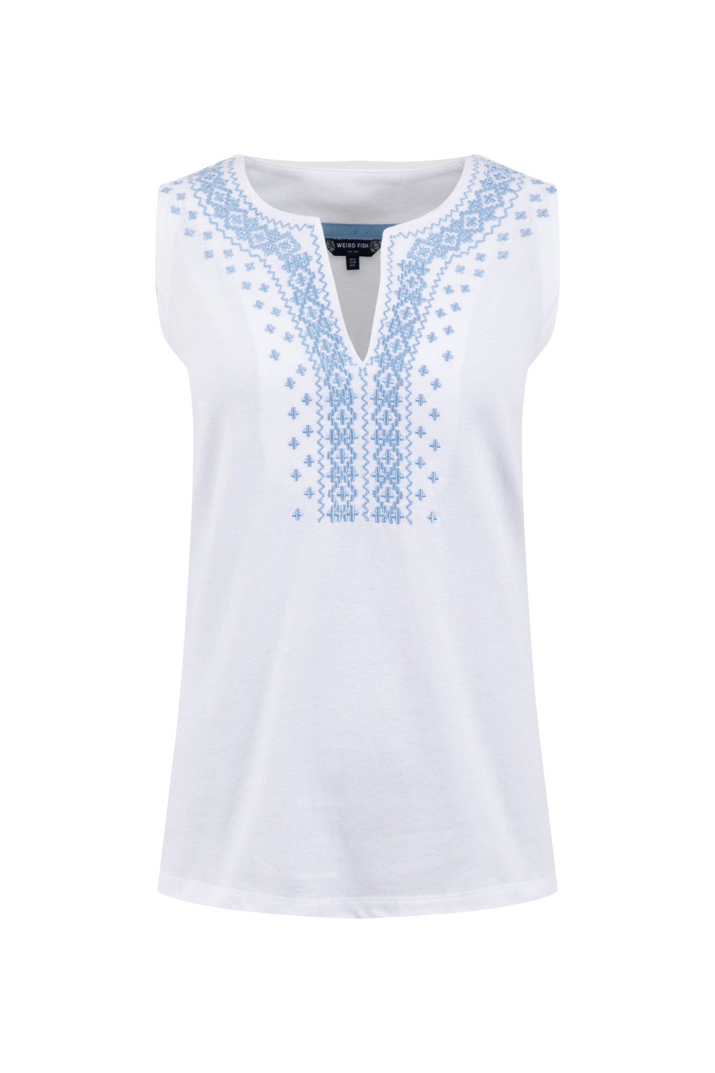 Weird Fish Tirtha Embroidered Jersey Vest White Size 18