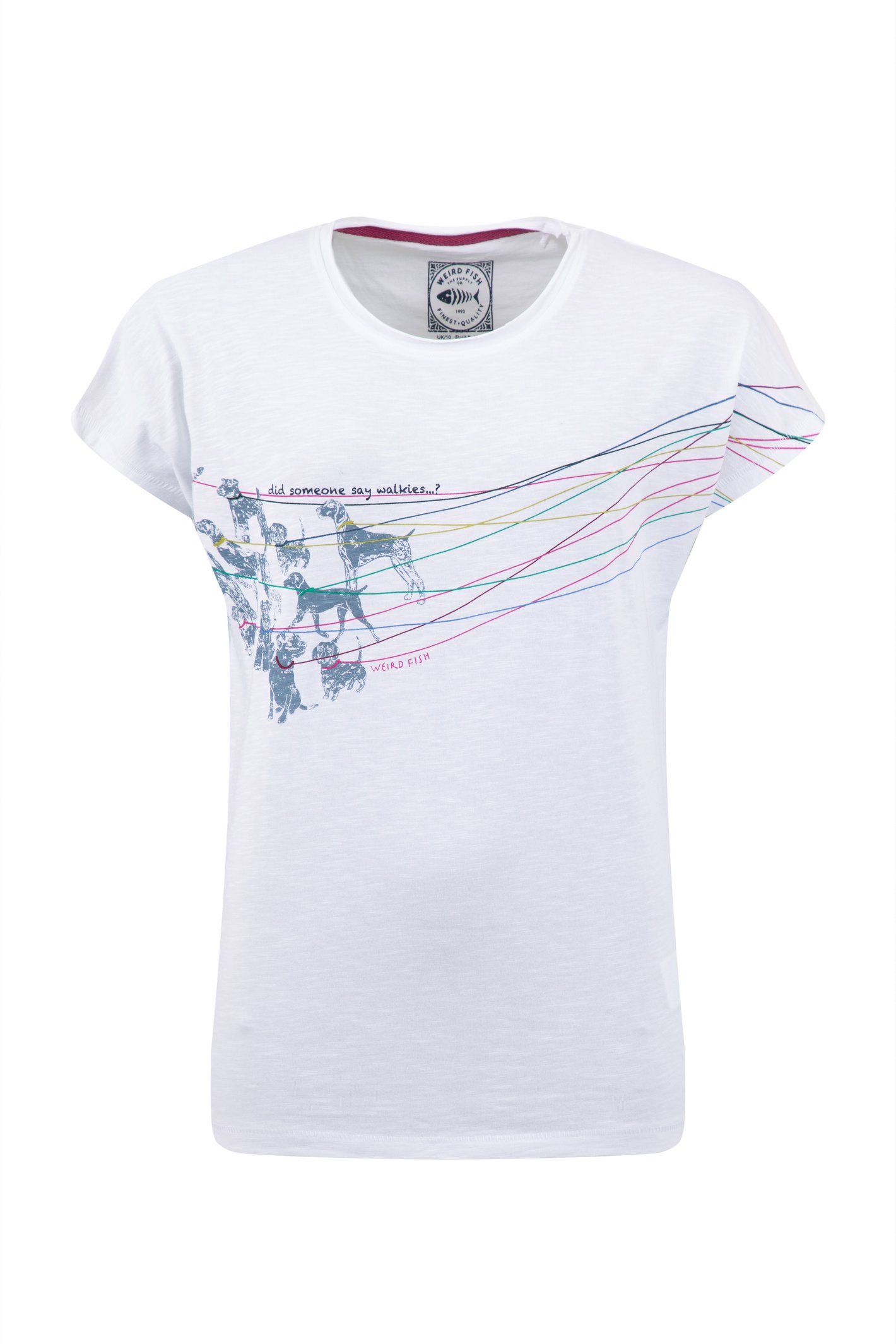 Weird Fish Lead The Way Front Print Graphic T-Shirt White Size 10