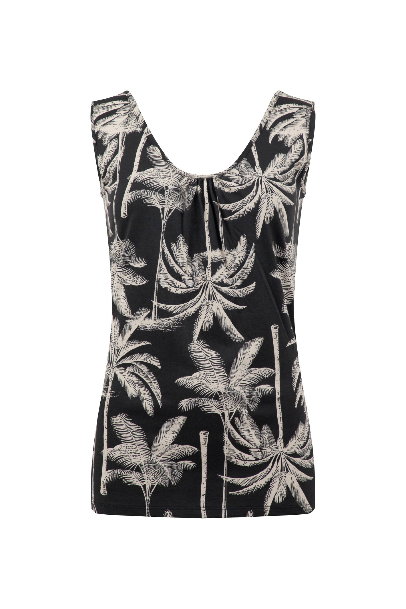 Weird Fish Dani Printed Scoop Neck Vest Black Size 10