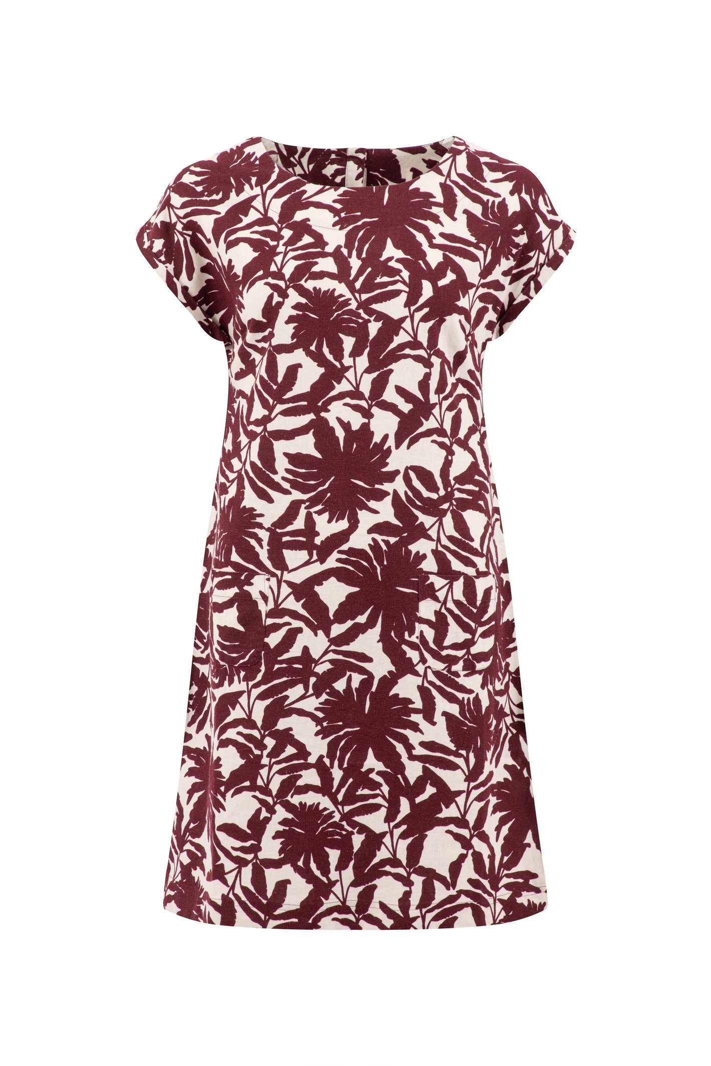 Weird Fish Orlando Printed Linen Rich Shift Dress Coconut Shell Size 16