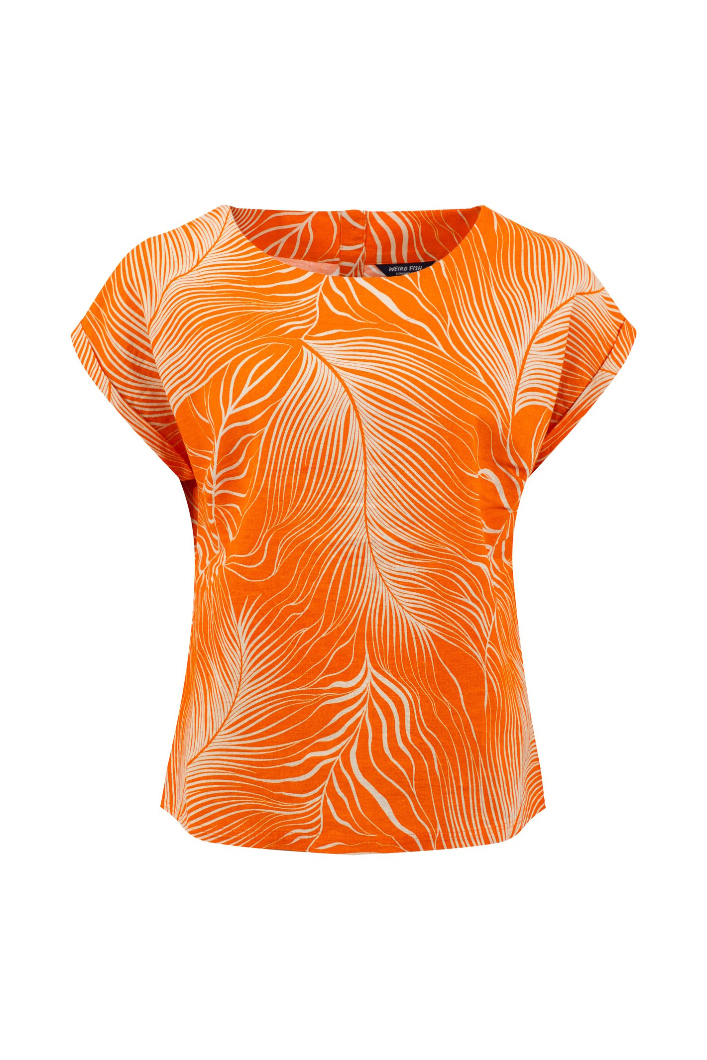 Weird Fish Kissimmee Printed Top Orange Peel Size 8