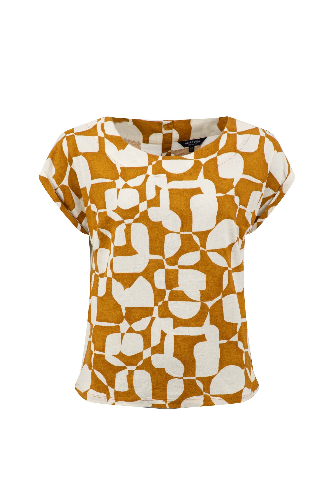 Weird Fish Kissimmee Printed Top Ochre Size 8