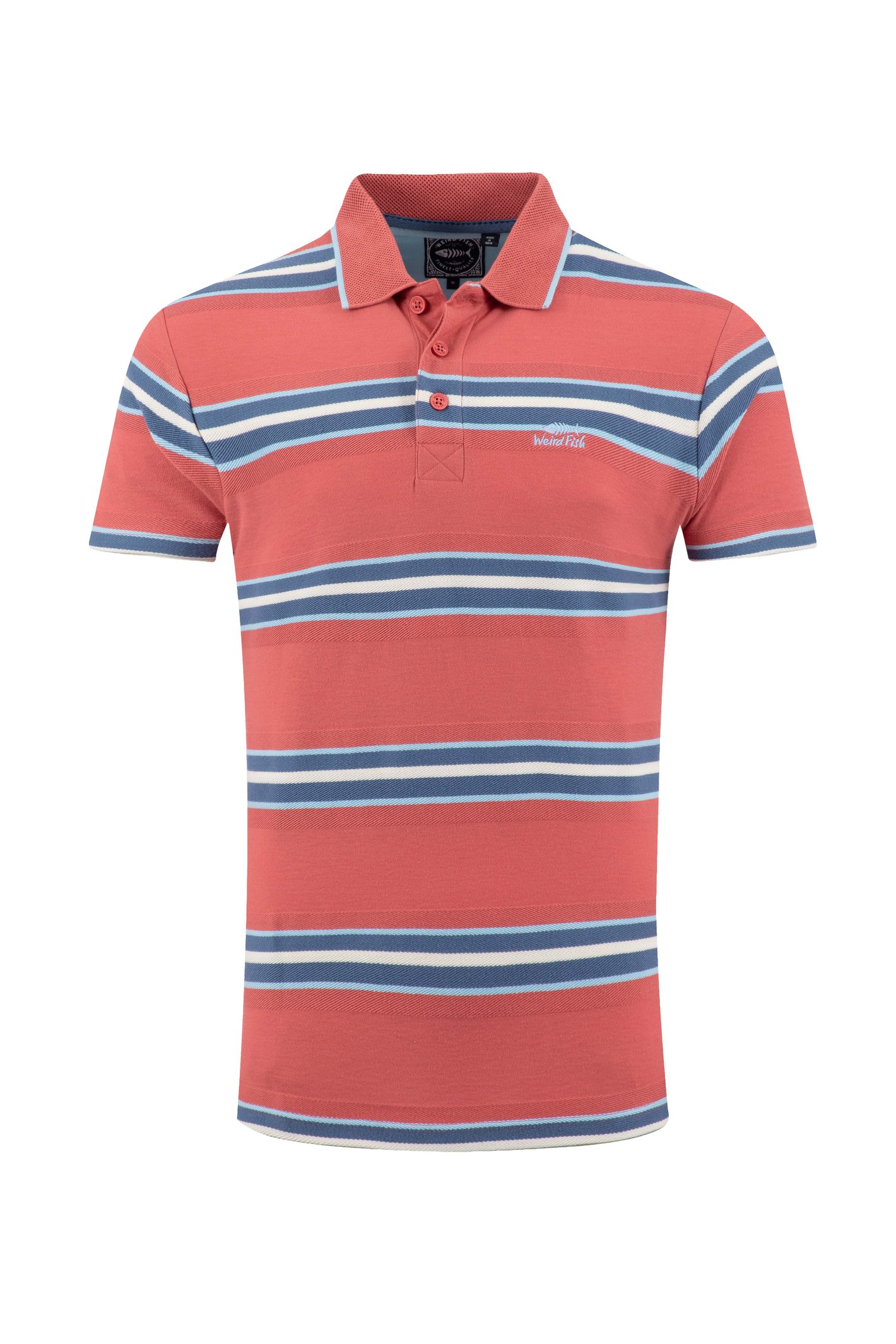 Weird Fish Dent Block Stripe Polo Shirt Nantucket Size L