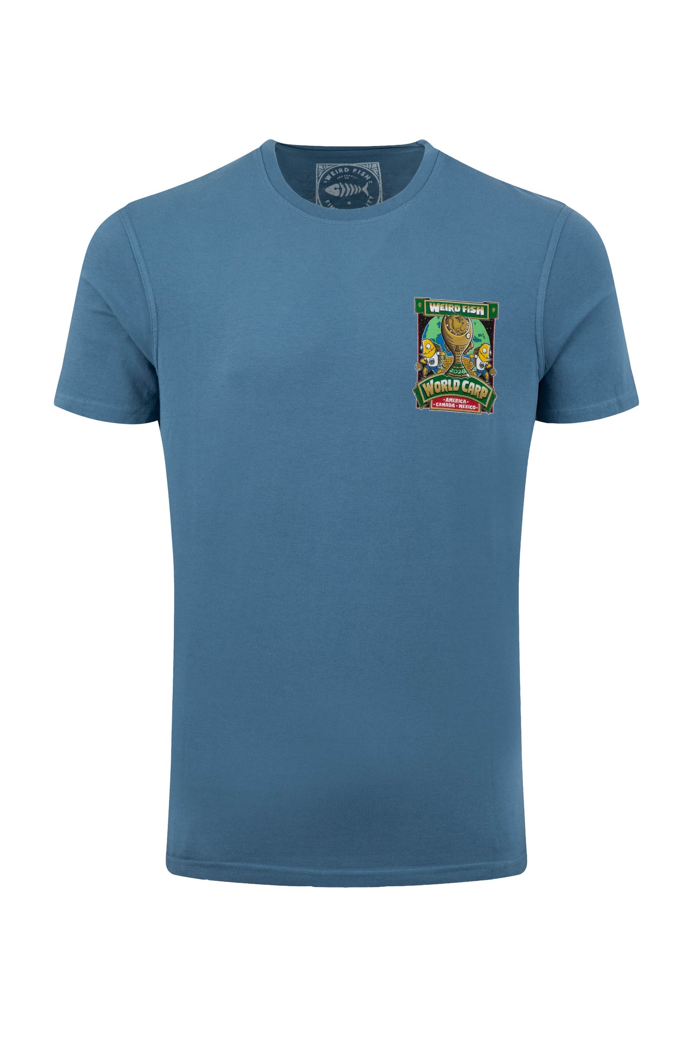Weird Fish Weird Fish The World Carp 26 Back Print Artist T-Shirt Washed Blue